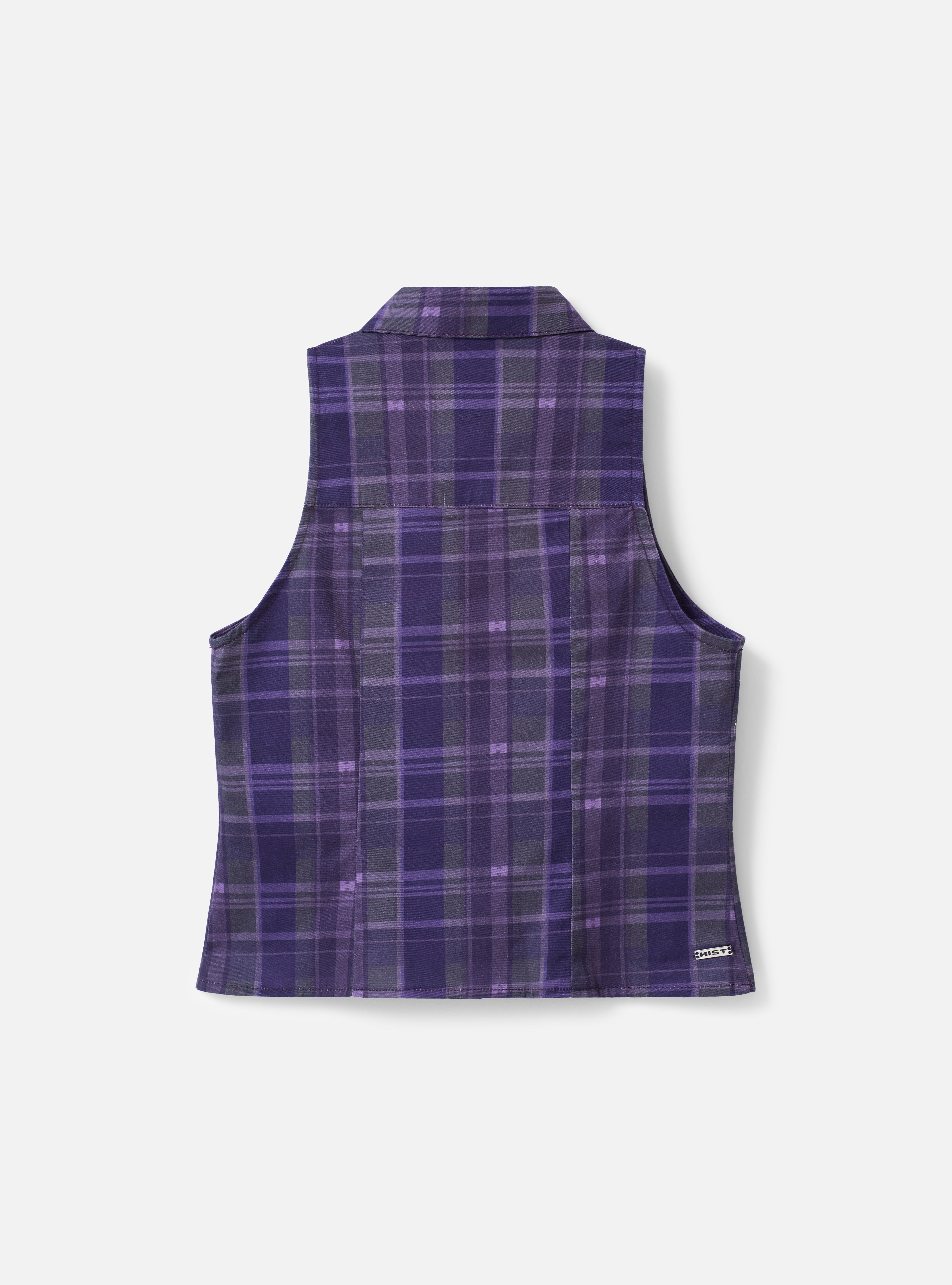 Blusa sem manga estampa xadrez | roxo