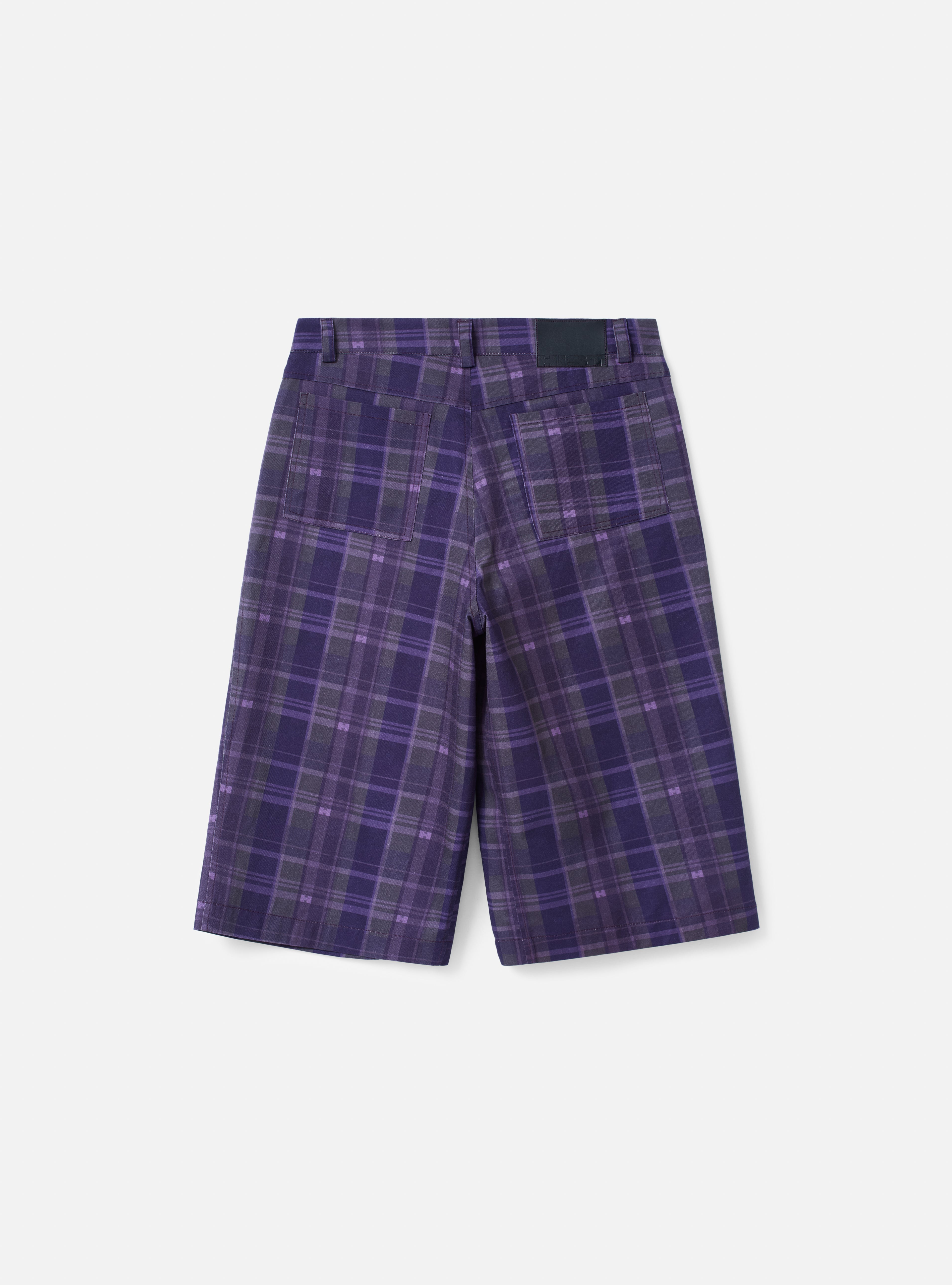 Bermuda reta estampa xadrez | roxo