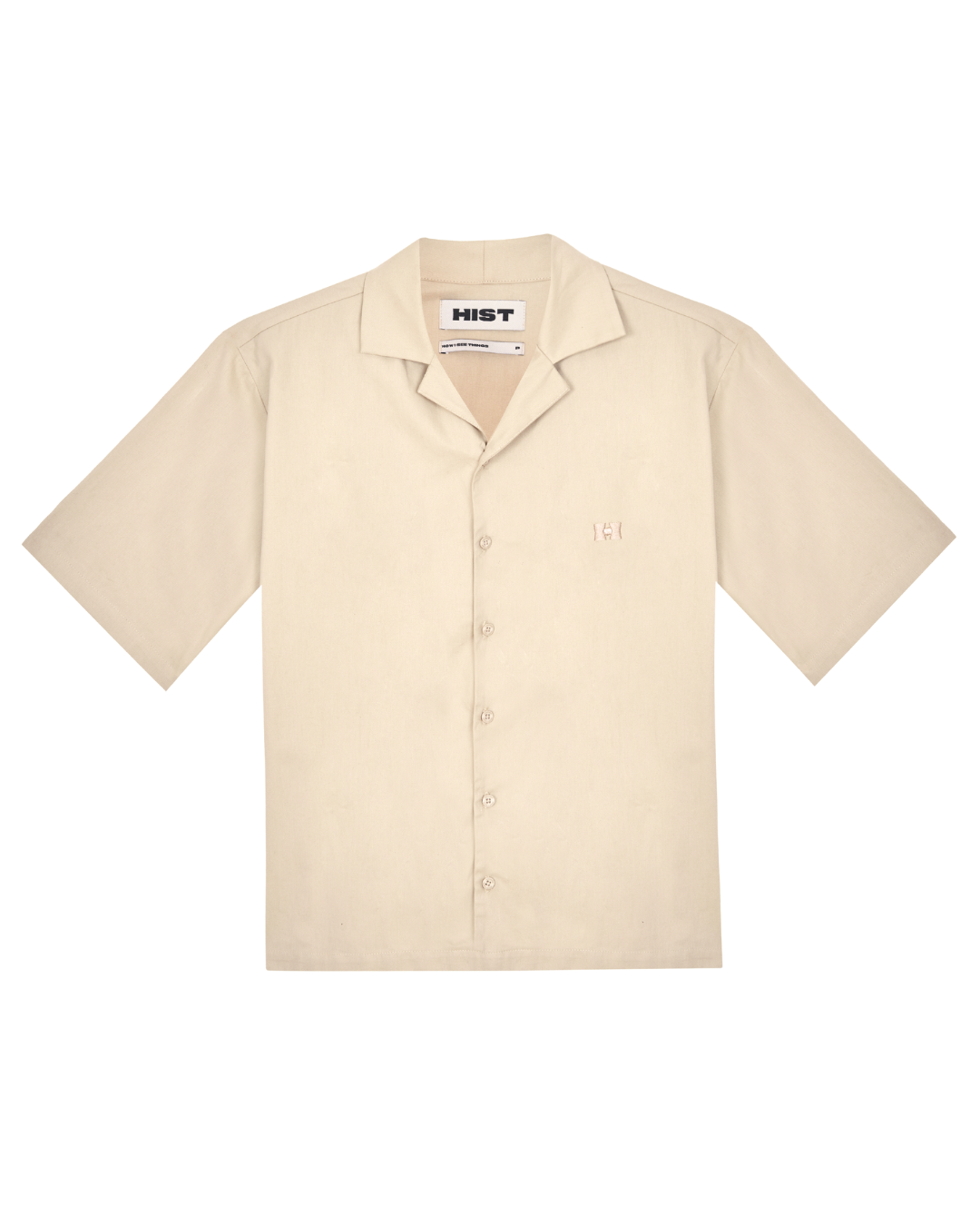 Camisa botão manga curta | bege