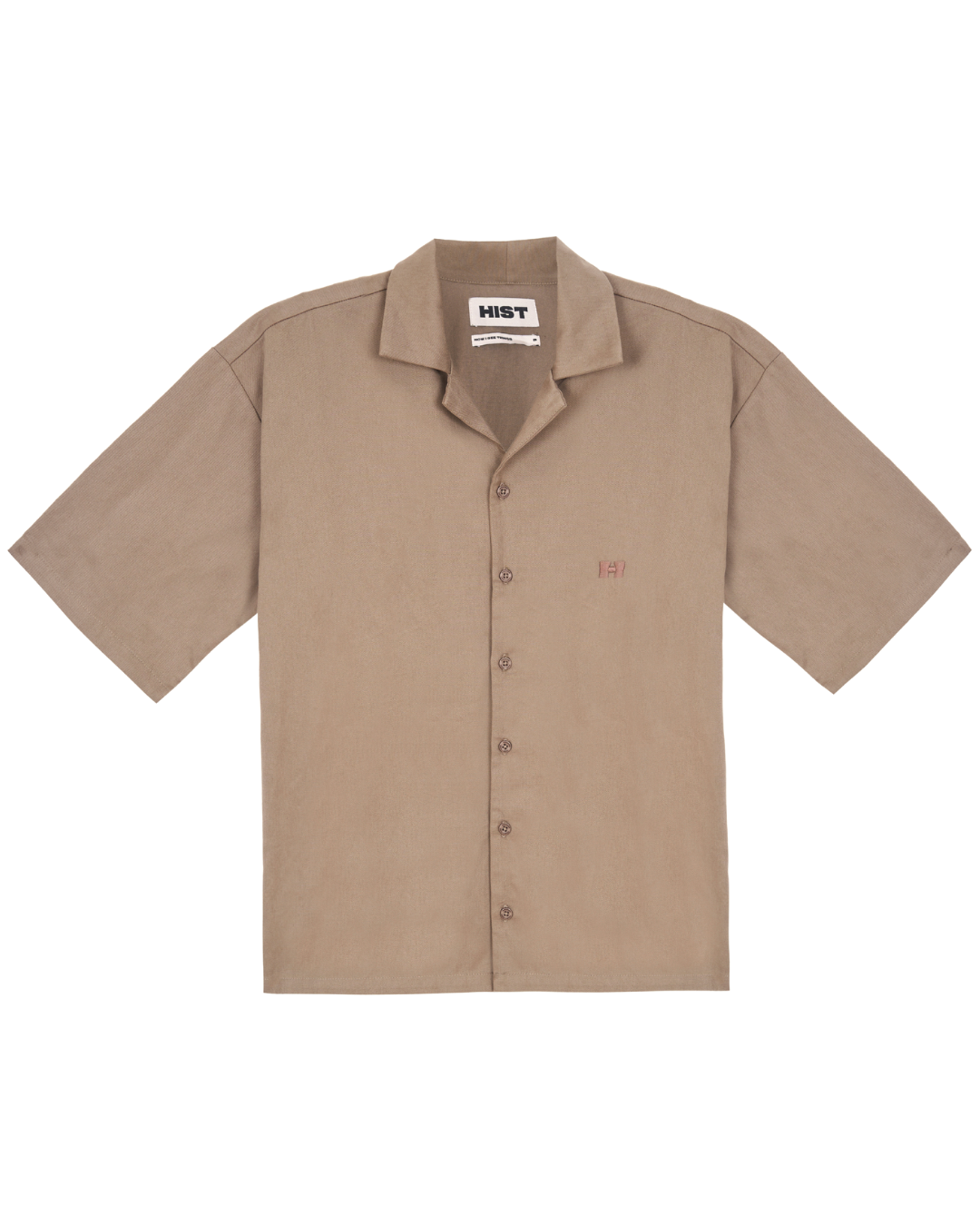 Camisa botão manga curta | cáqui