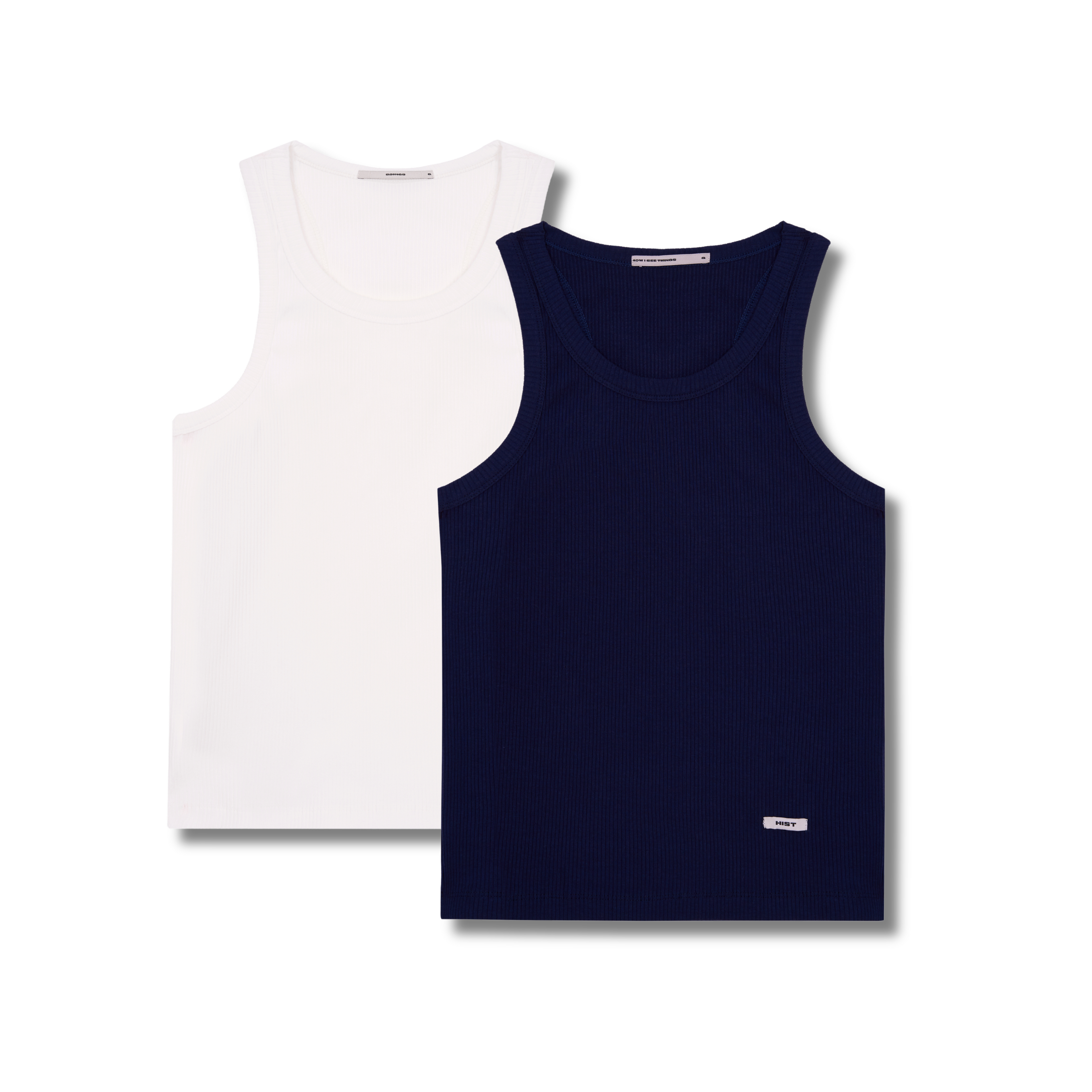 Combo regata canelada | off white + azul marinho