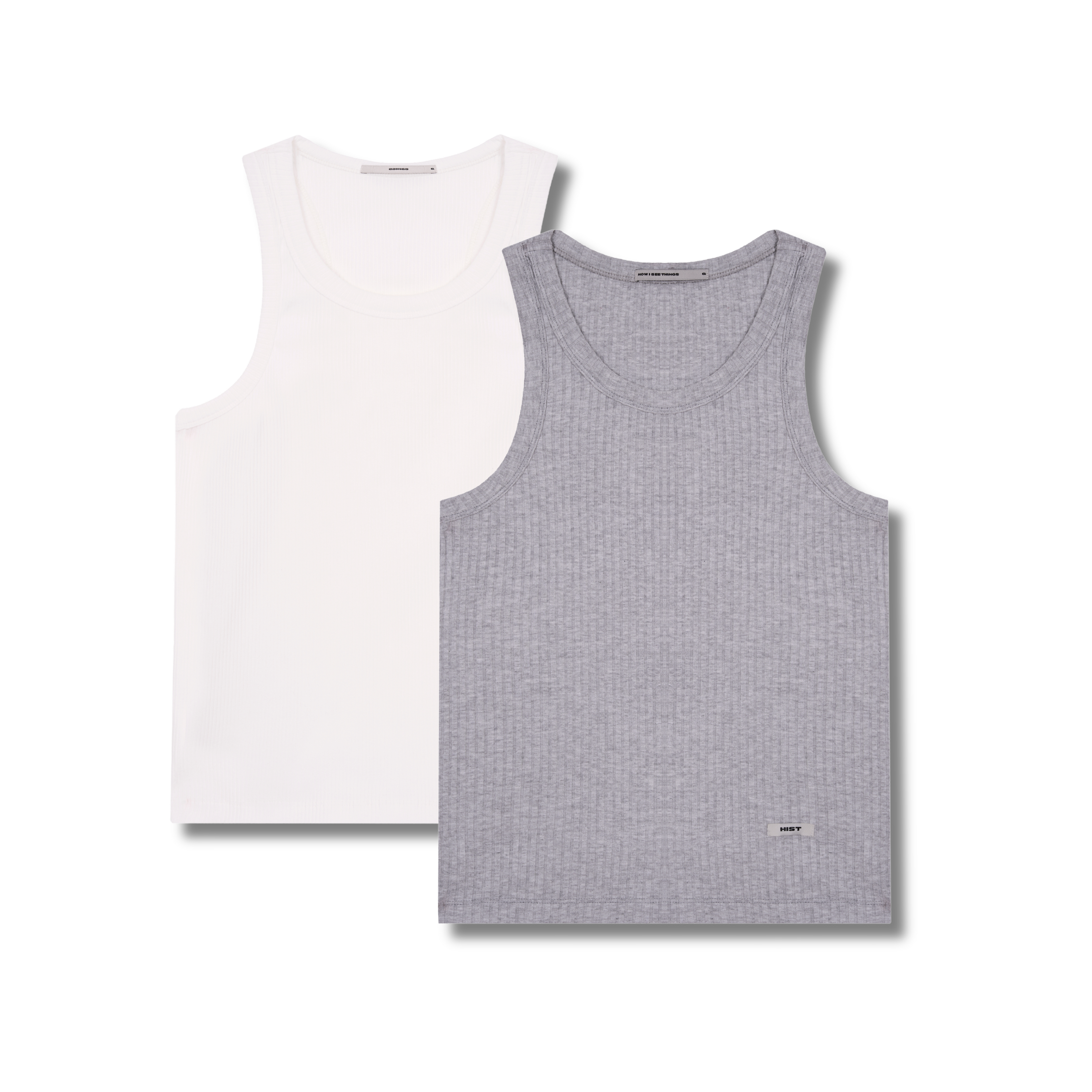 Combo regata canelada | cinza mescla + off white