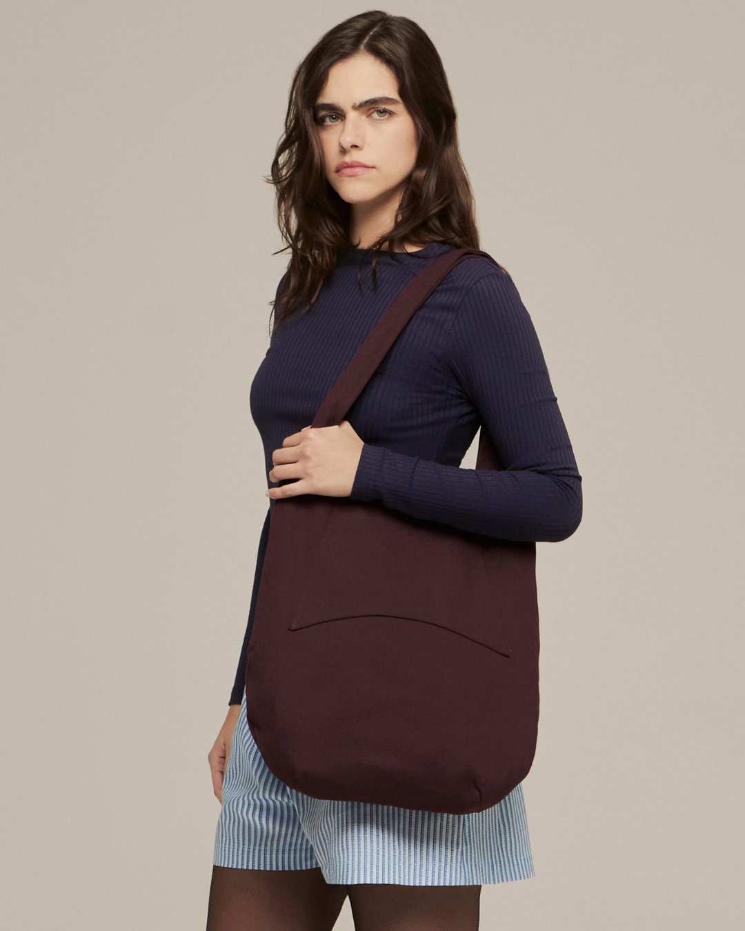 Bolsa de ombro recorte H de algodão | Roxa