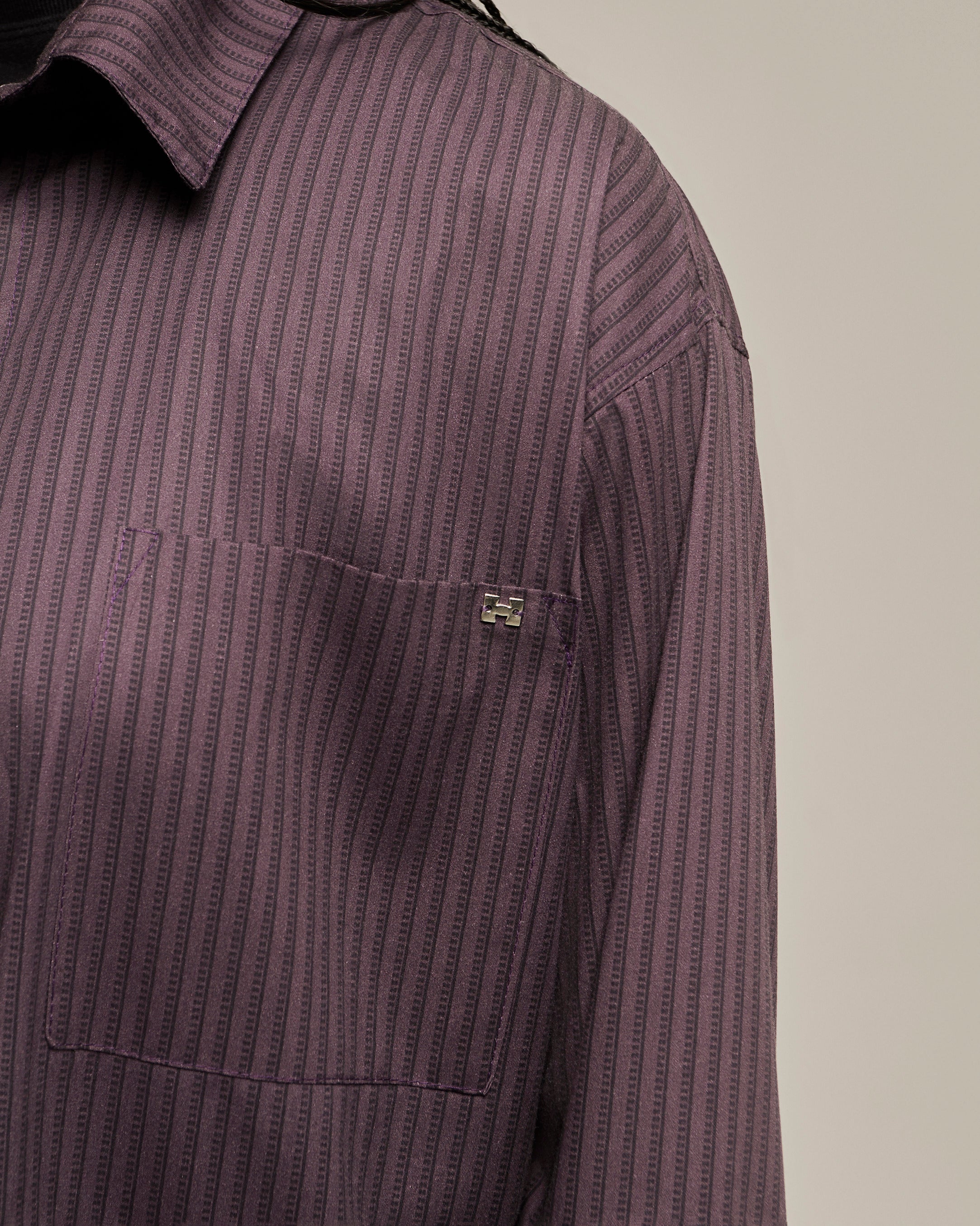 Camisa manga longa listrada | Roxa