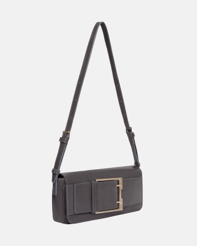 Bolsa fivela H de couro | Chumbo