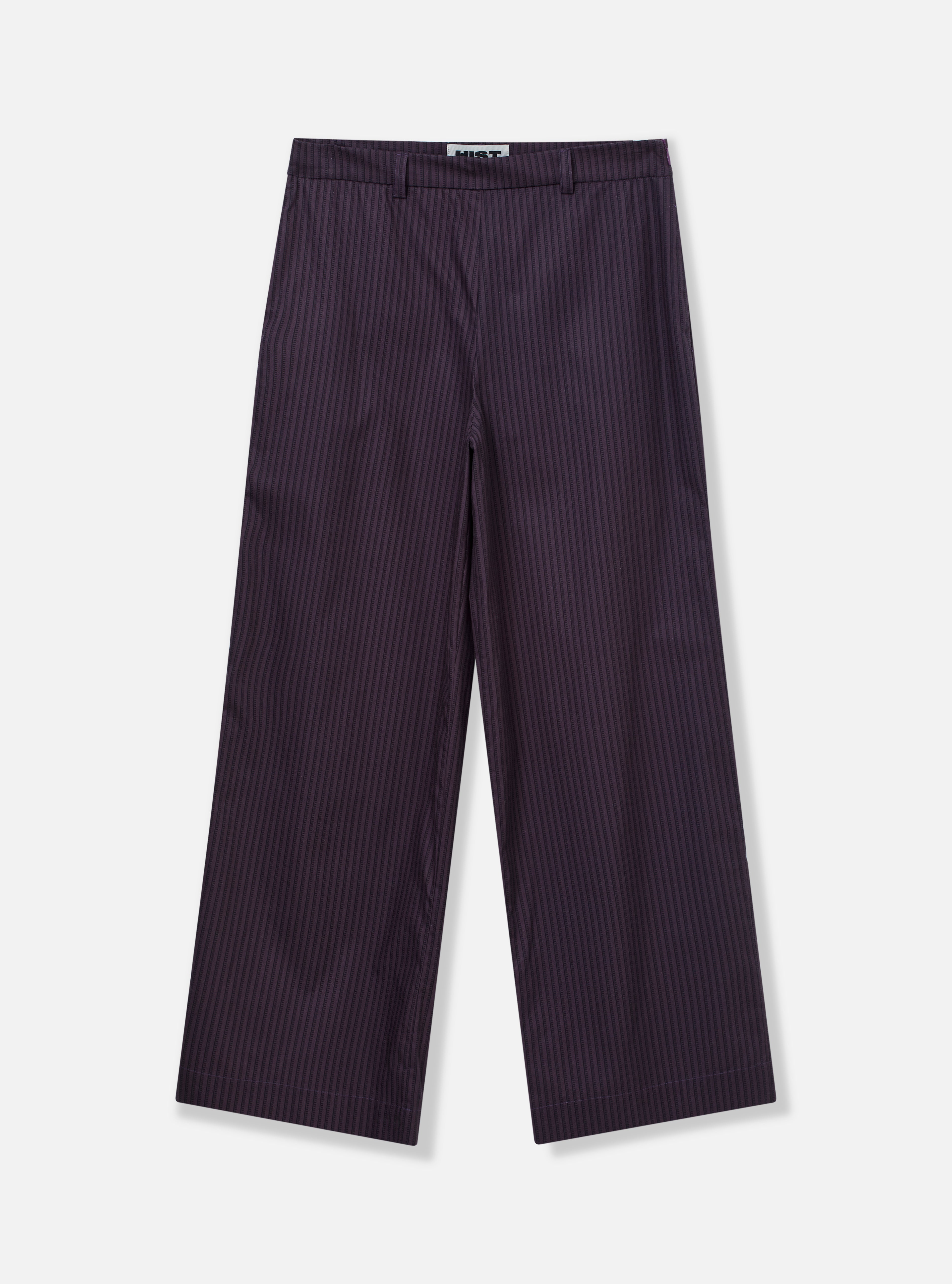 Calça reta loose fit com estampa listrada | Roxa