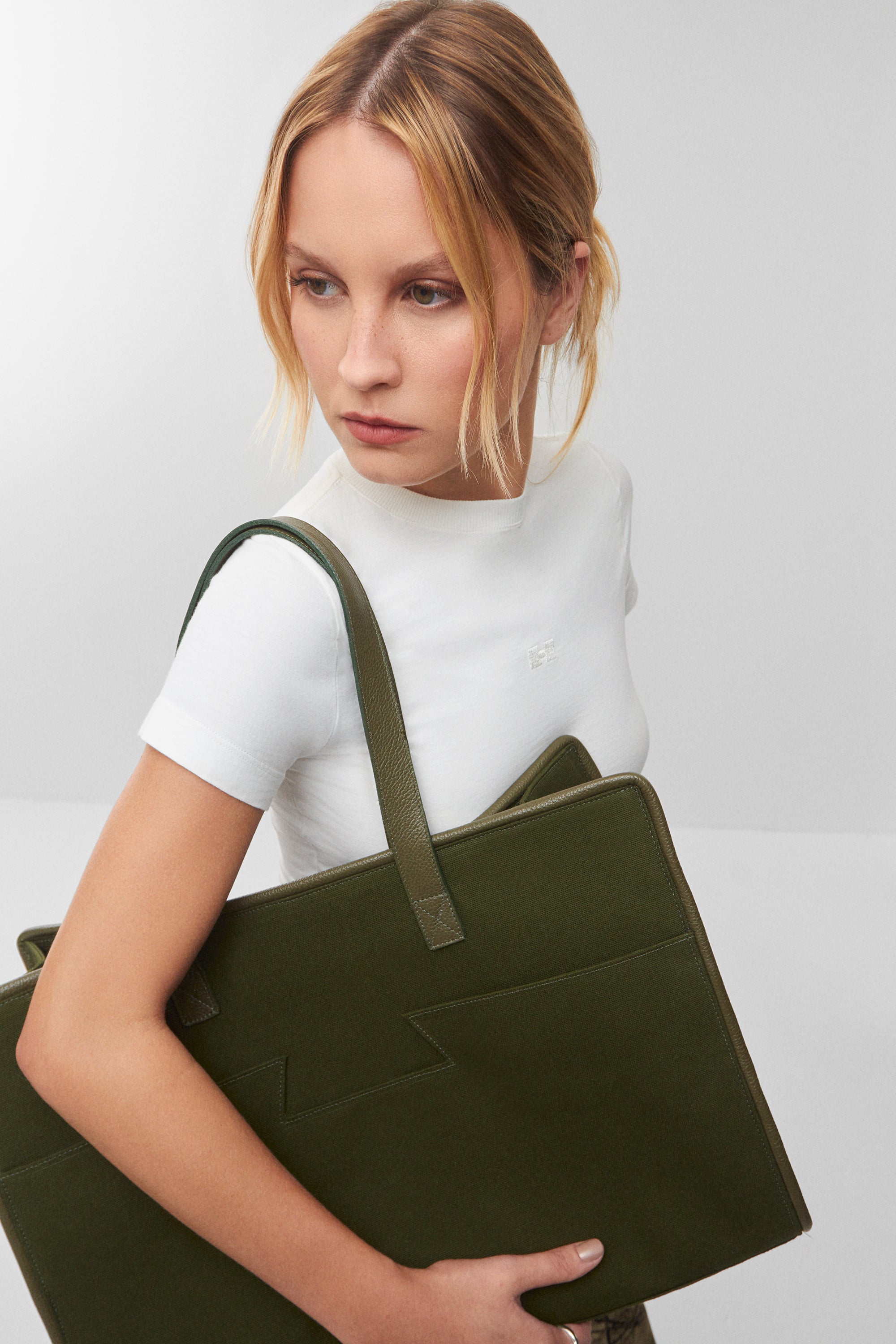 Bolsa tote grande pocket h | verde