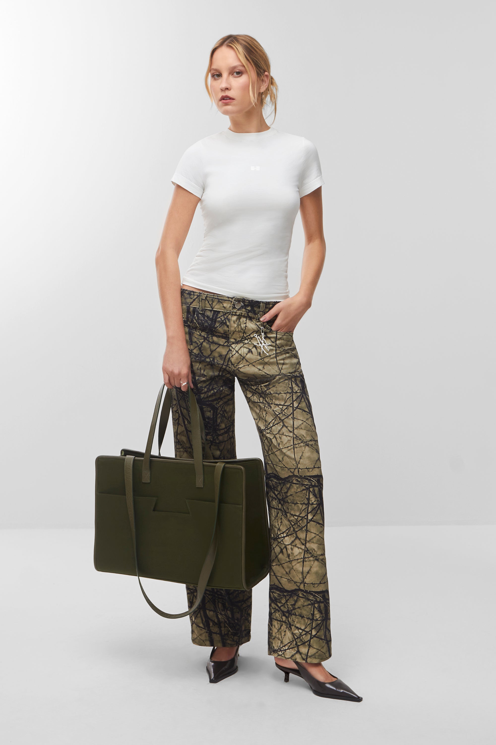 Bolsa tote grande pocket h | verde
