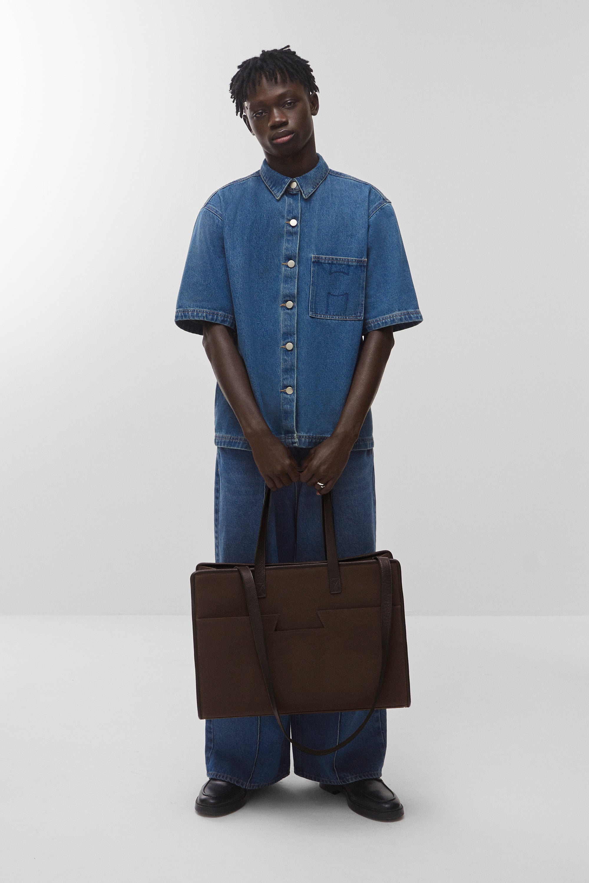 Bolsa tote grande pocket h | marrom