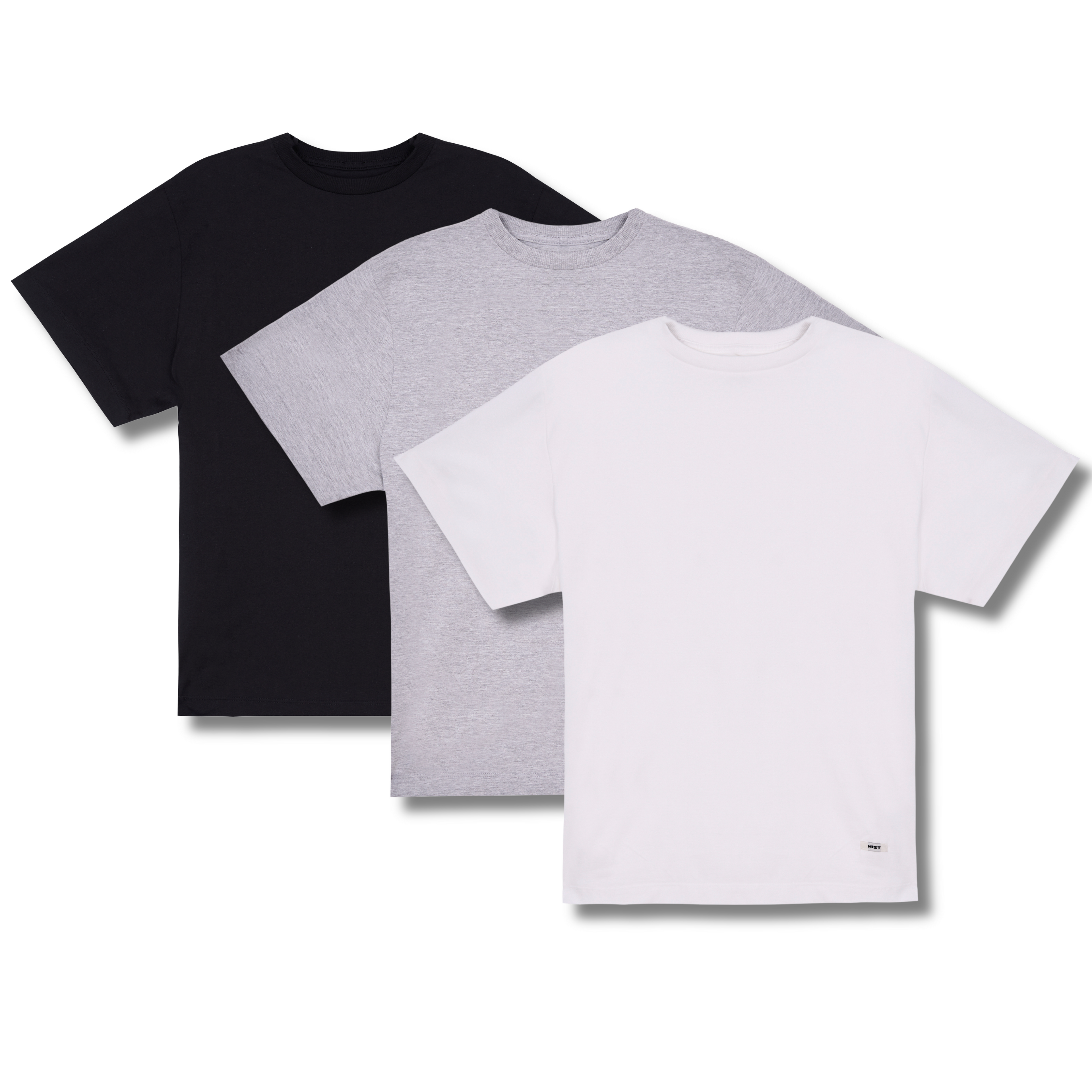 Combo camiseta regular fit | preto + off white + cinza mescla