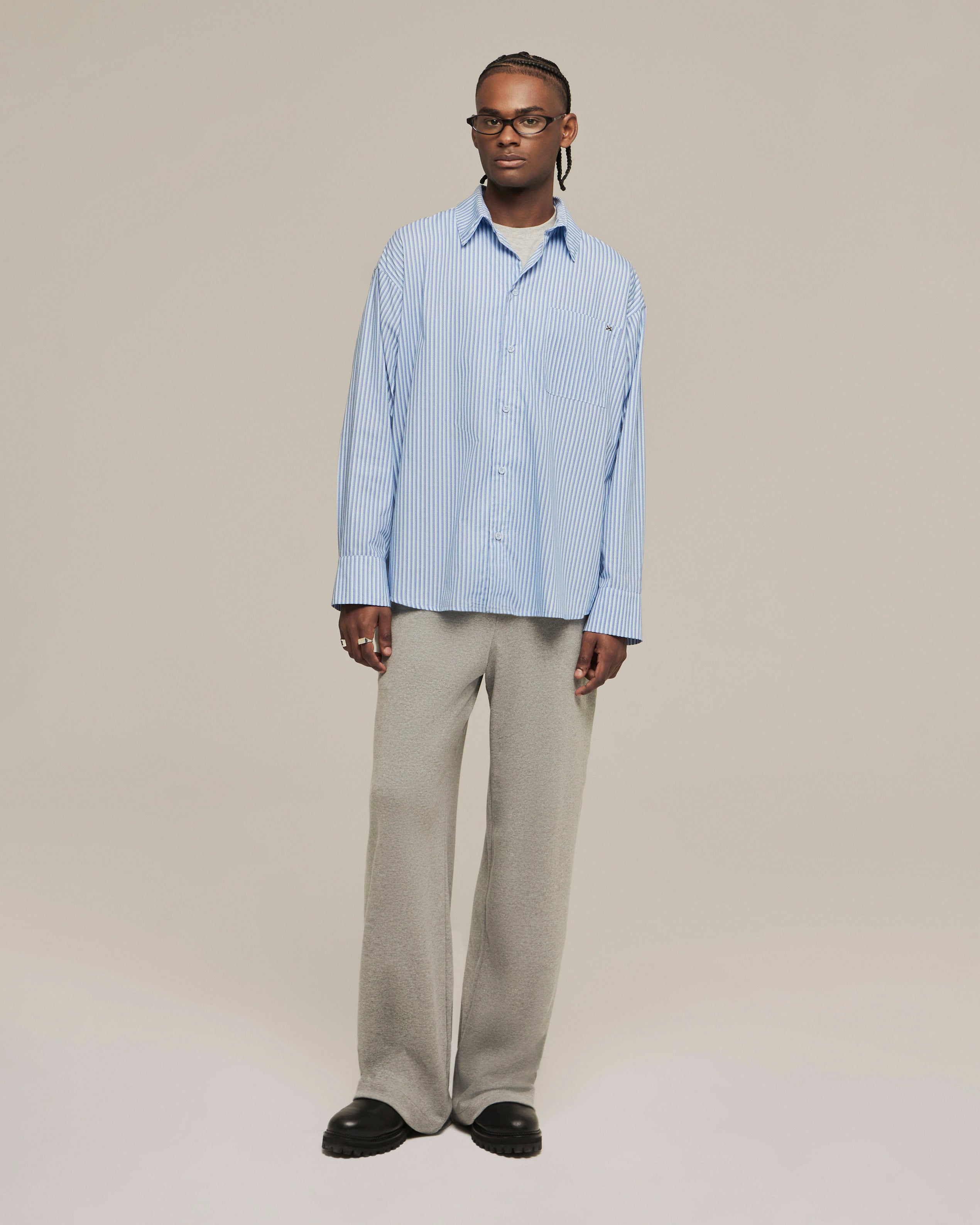Camisa manga longa com estampa listrada | Azul