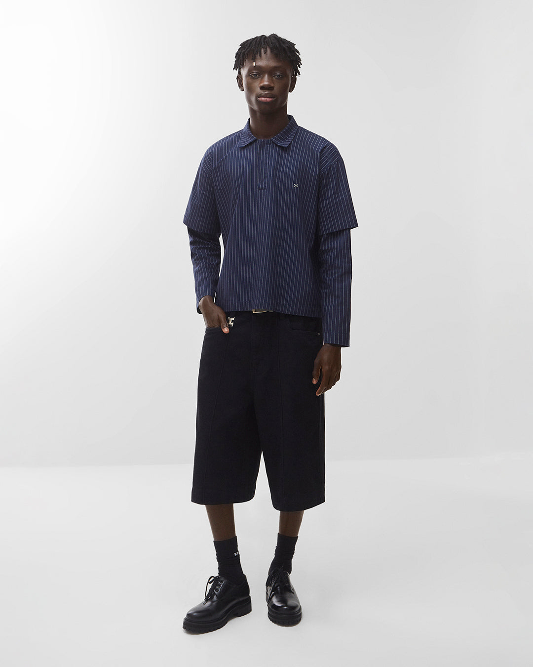 Bermuda nervura jeans | preta