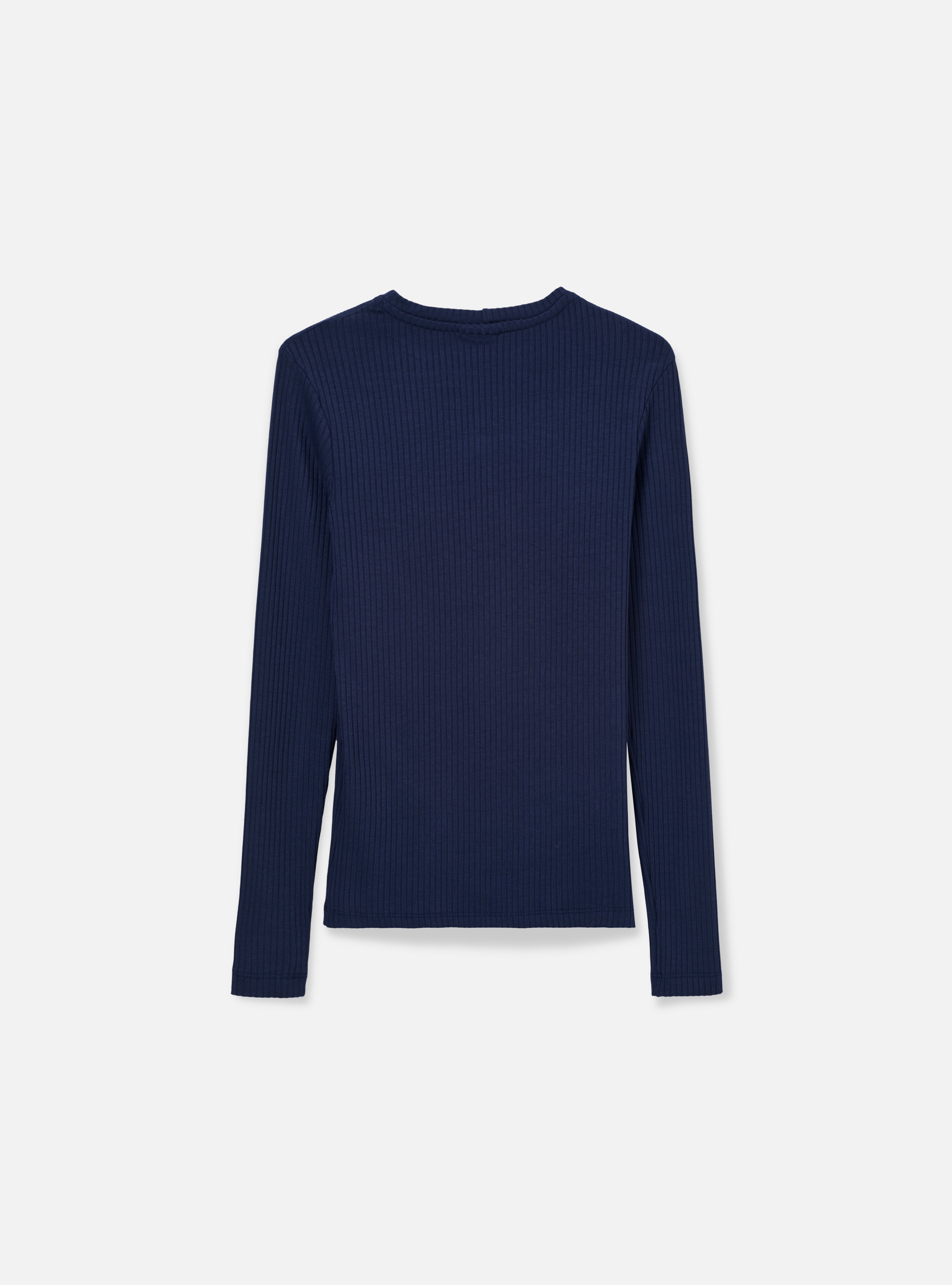Blusa canelada manga longa | Azul marinho