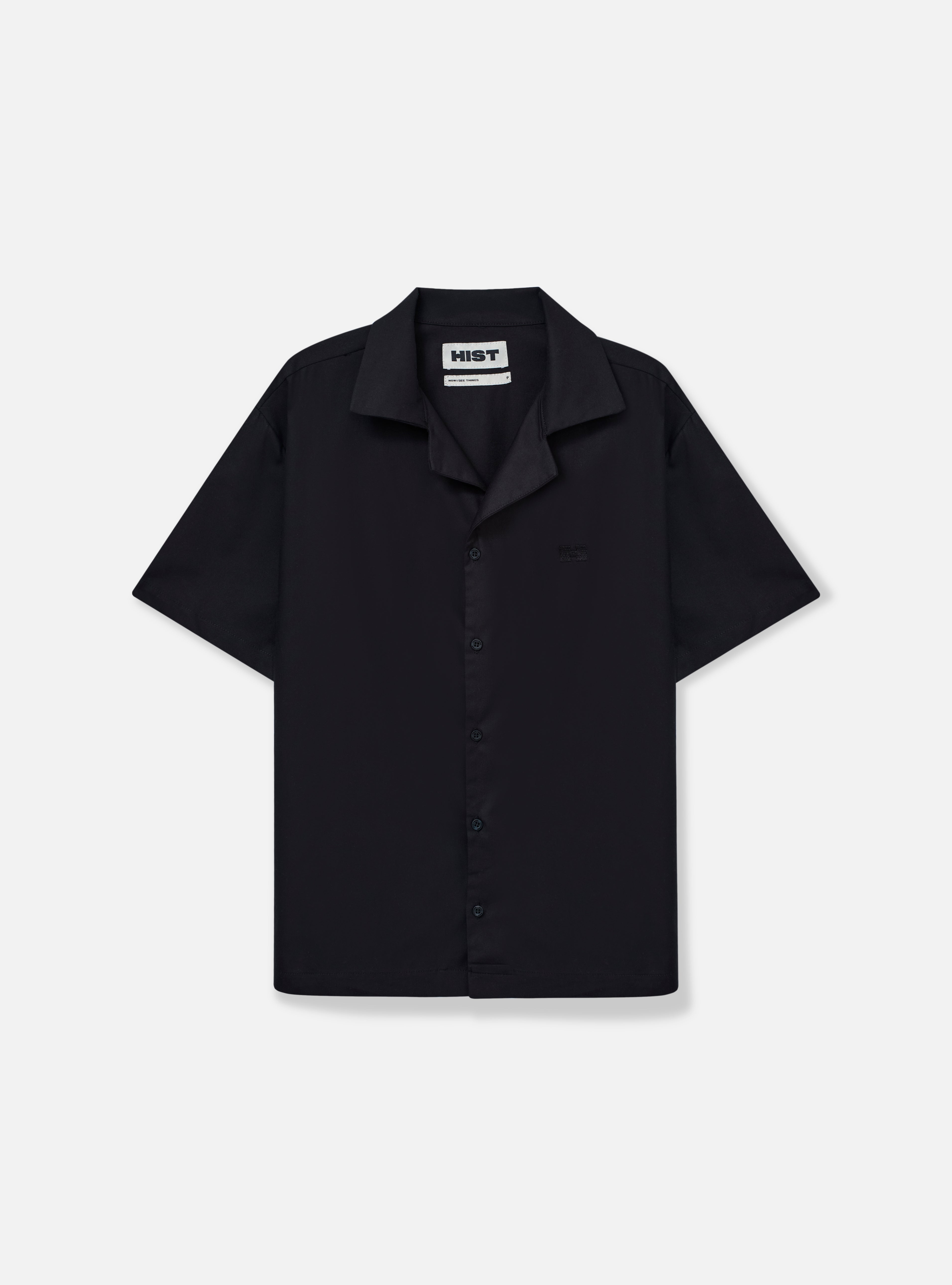 Camisa box com botão e manga curta | Preta