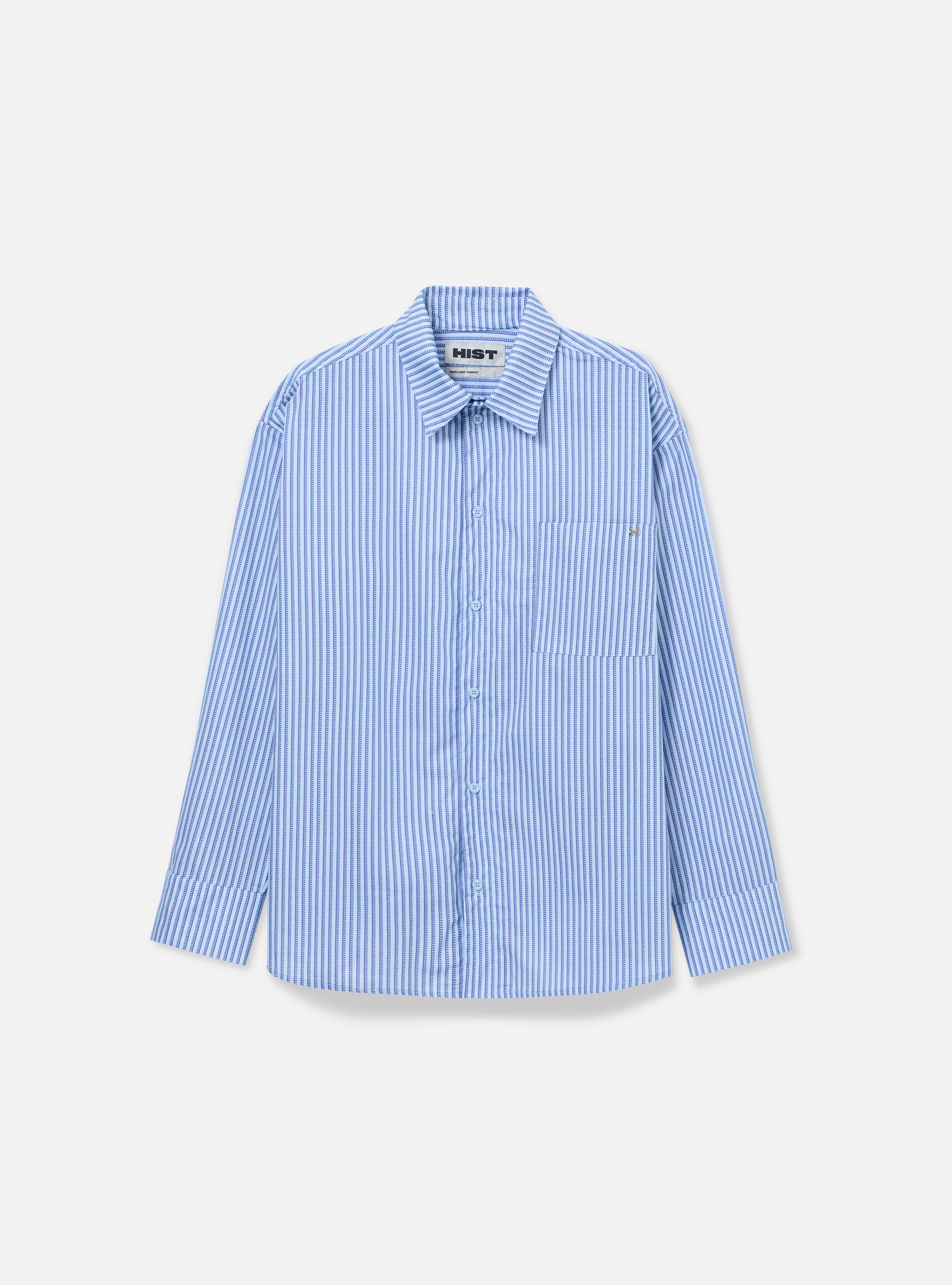 Camisa manga longa com estampa listrada | Azul