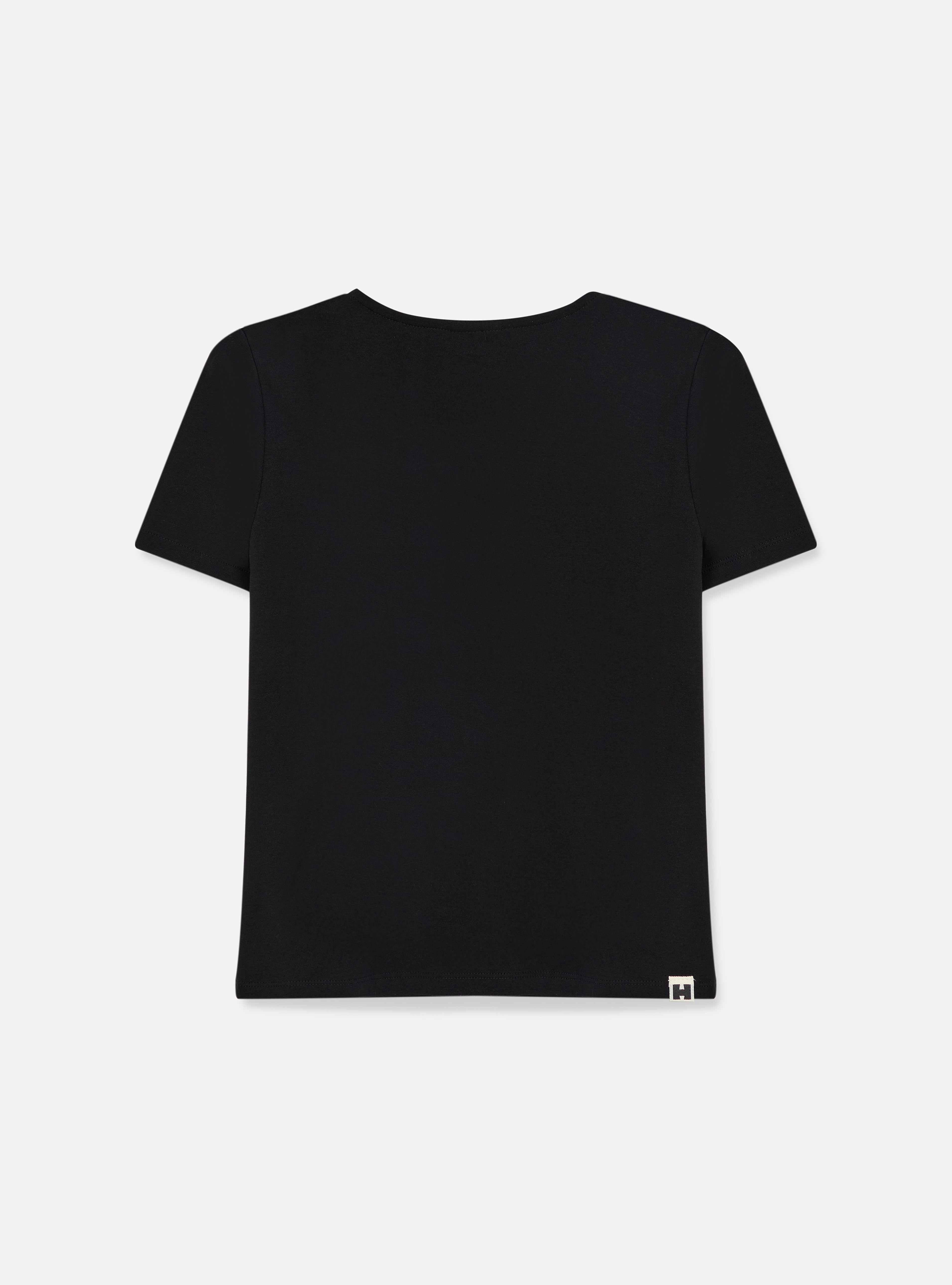 Camiseta baby tee gola v | preta