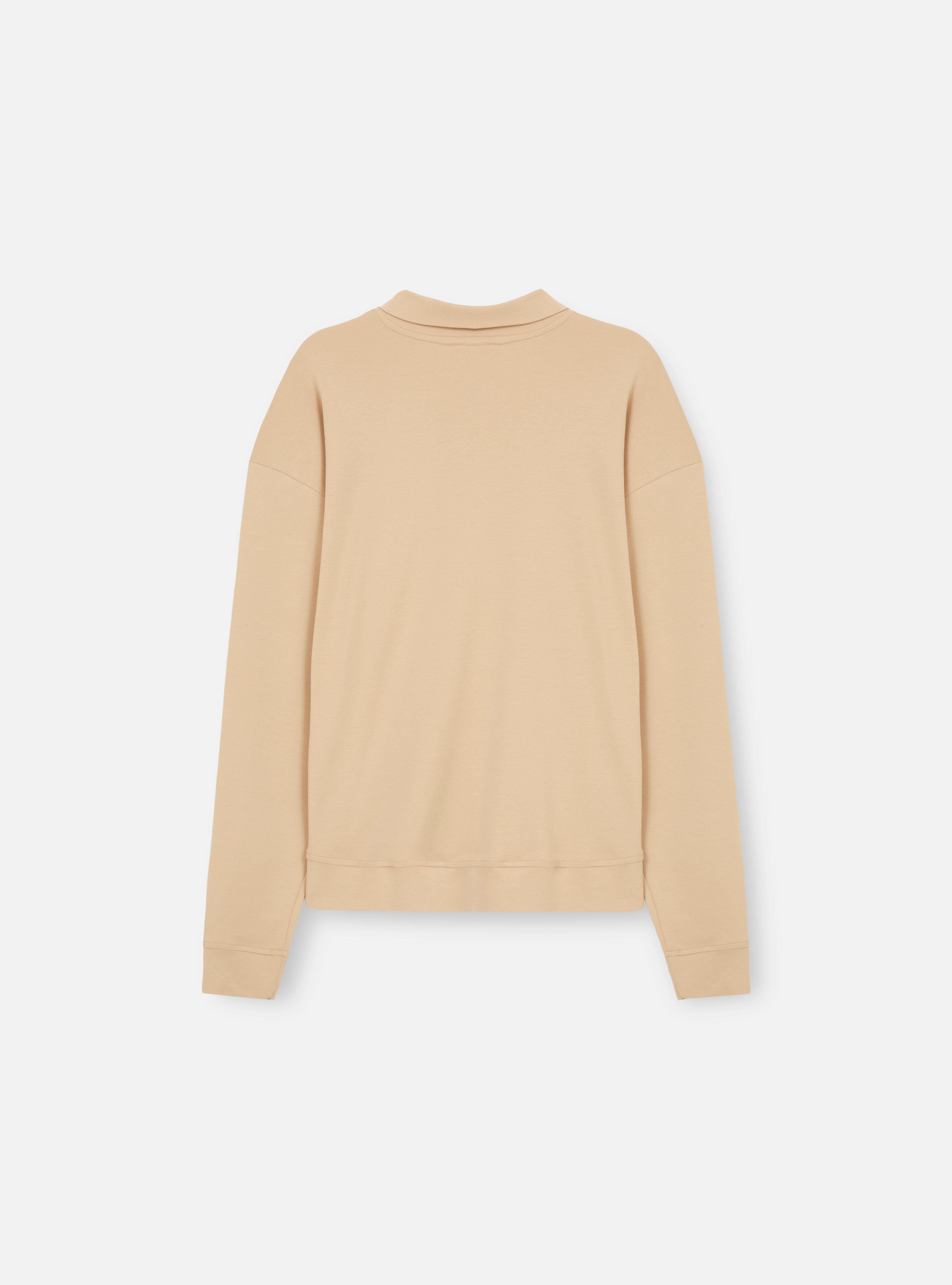 Camisa polo de malha manga longa | areia