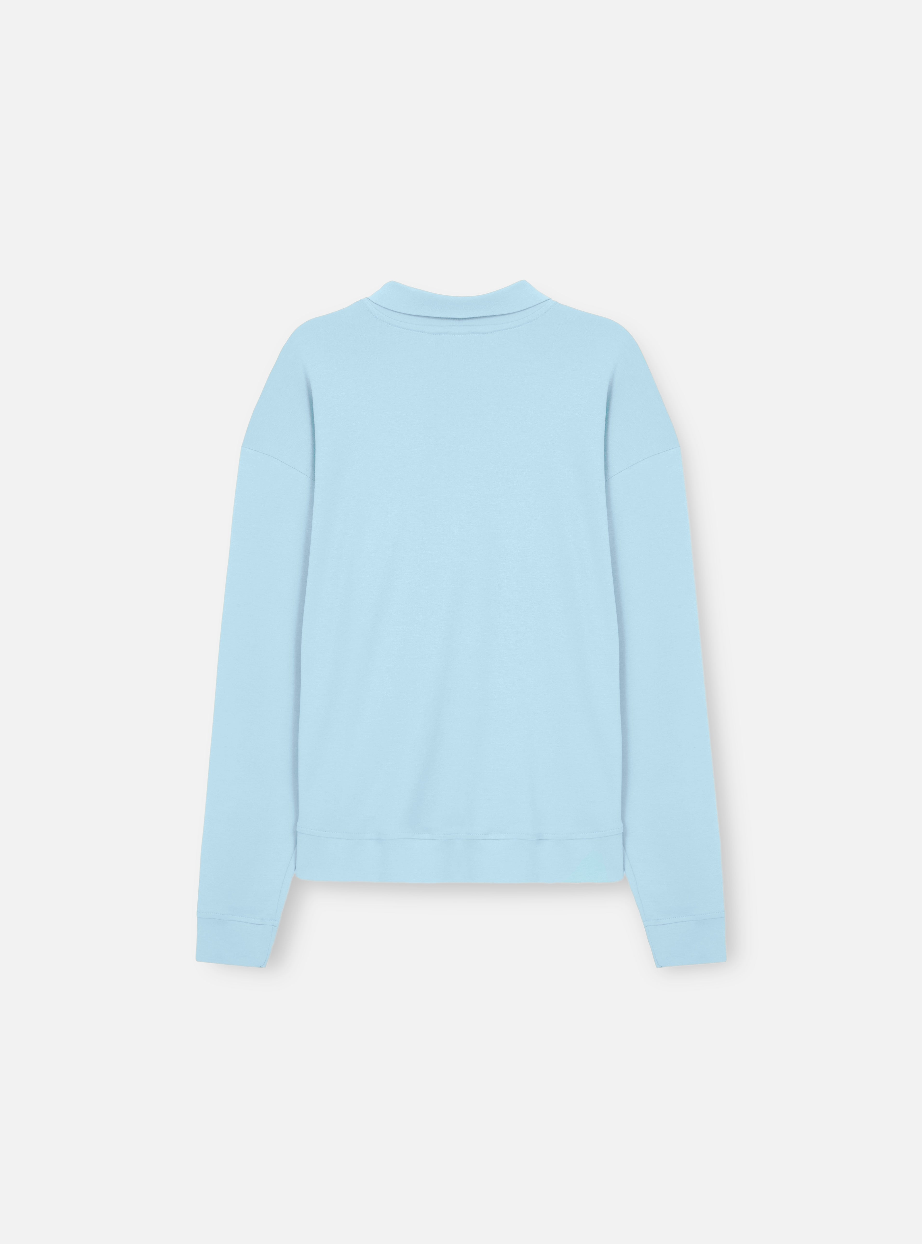 Camisa polo de malha manga longa | azul claro