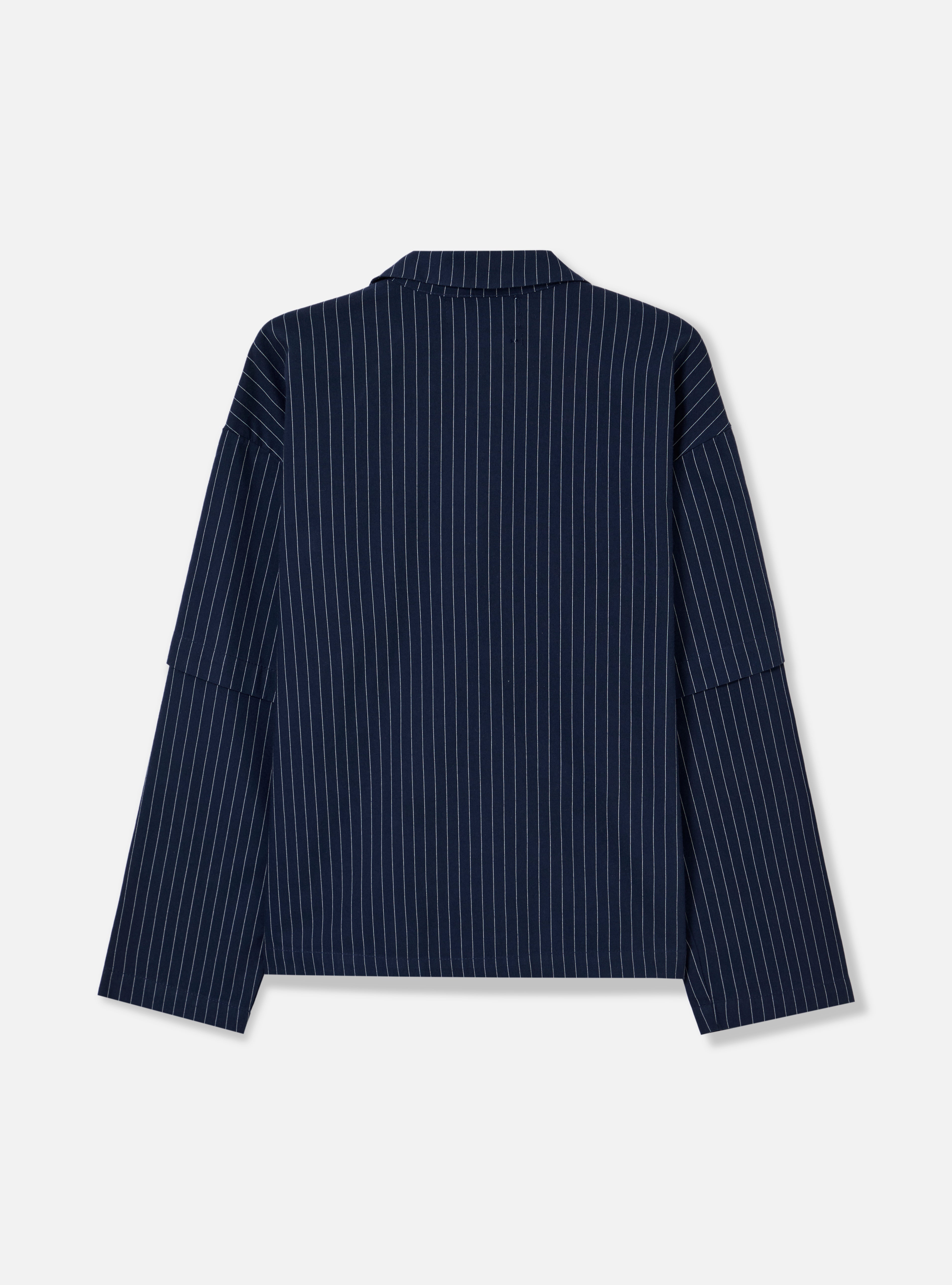 Camisa polo com manga dupla estampa risca de giz | azul marinho