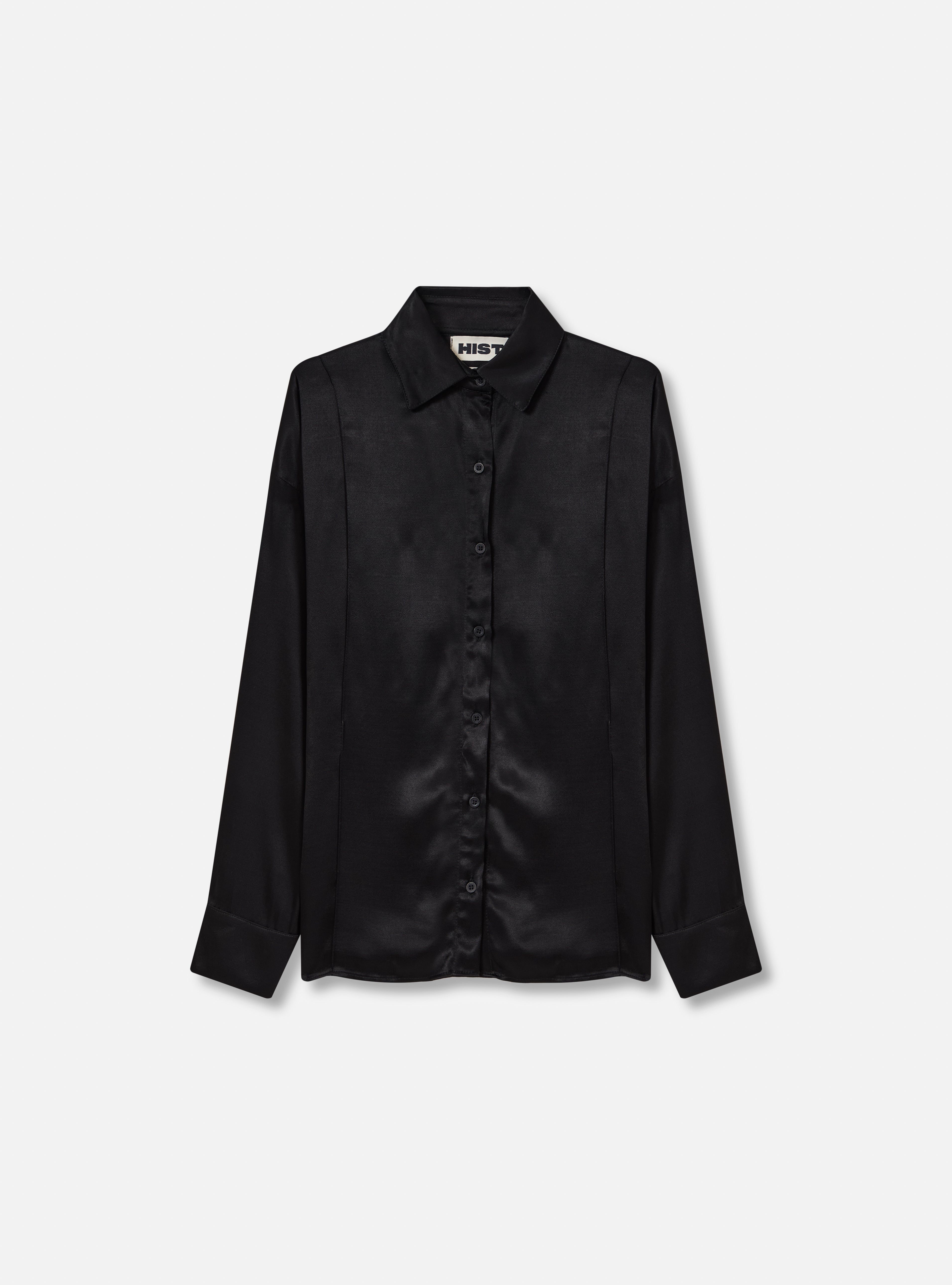 Camisa acetinada com amarração nas costas | preta