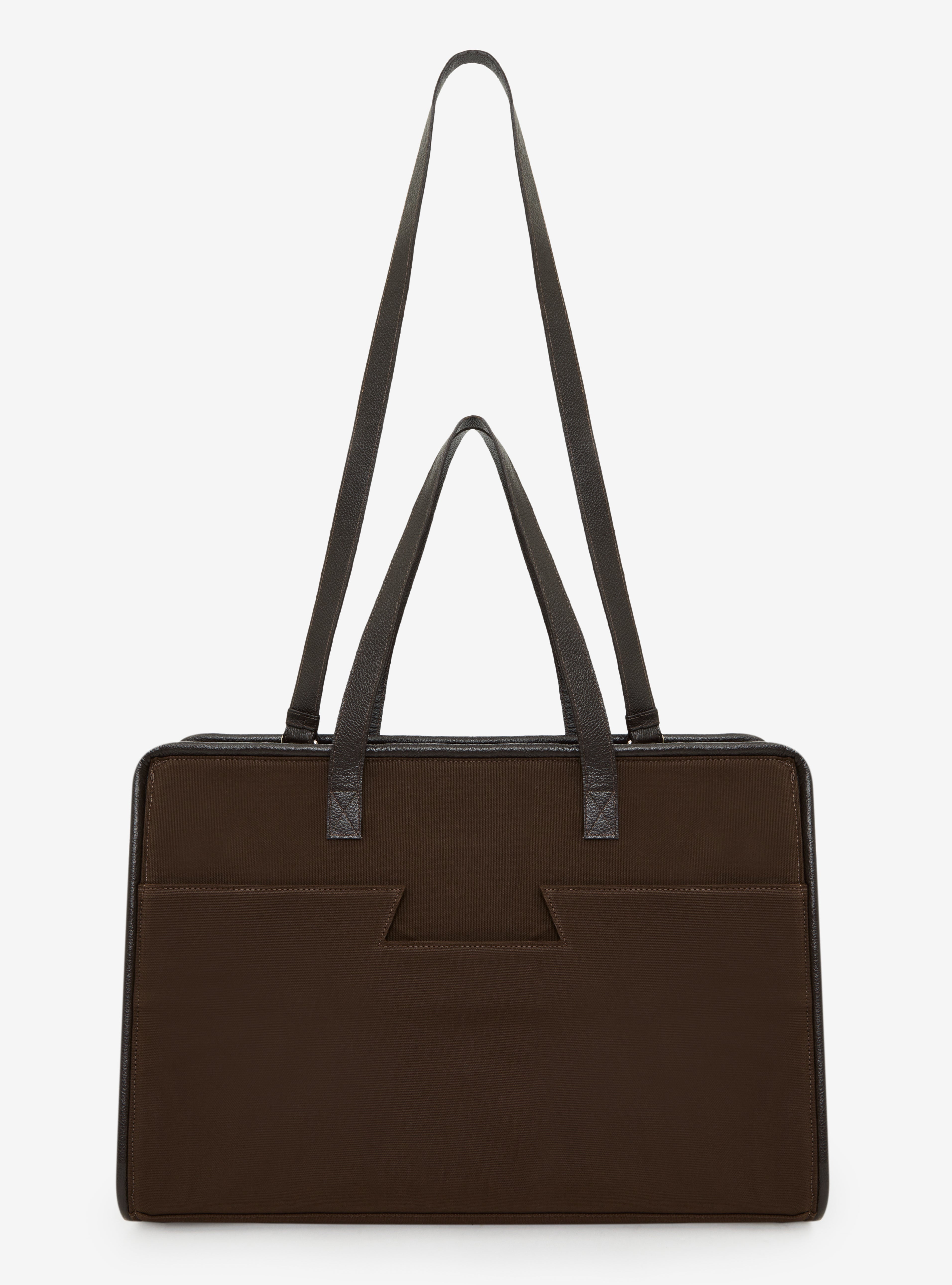 Bolsa tote grande pocket h | marrom