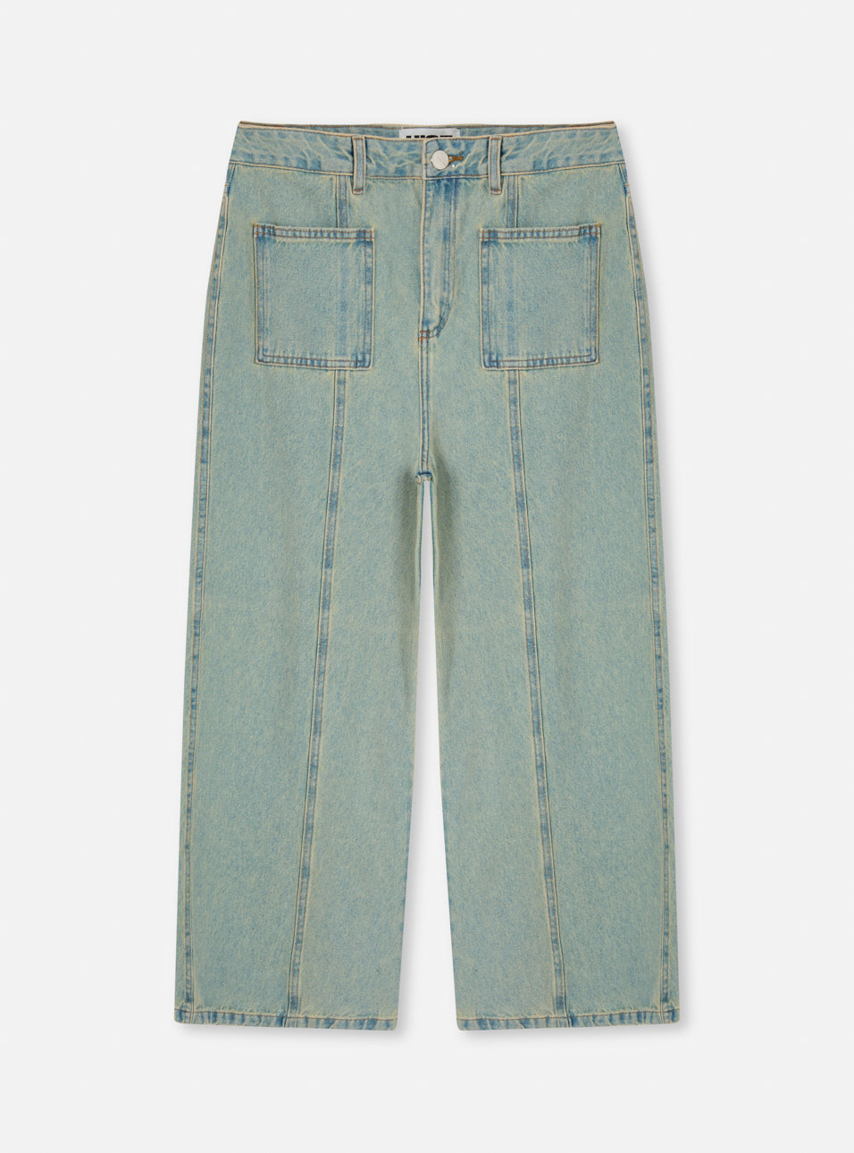 Calça jeans wide leg lavagem dirty