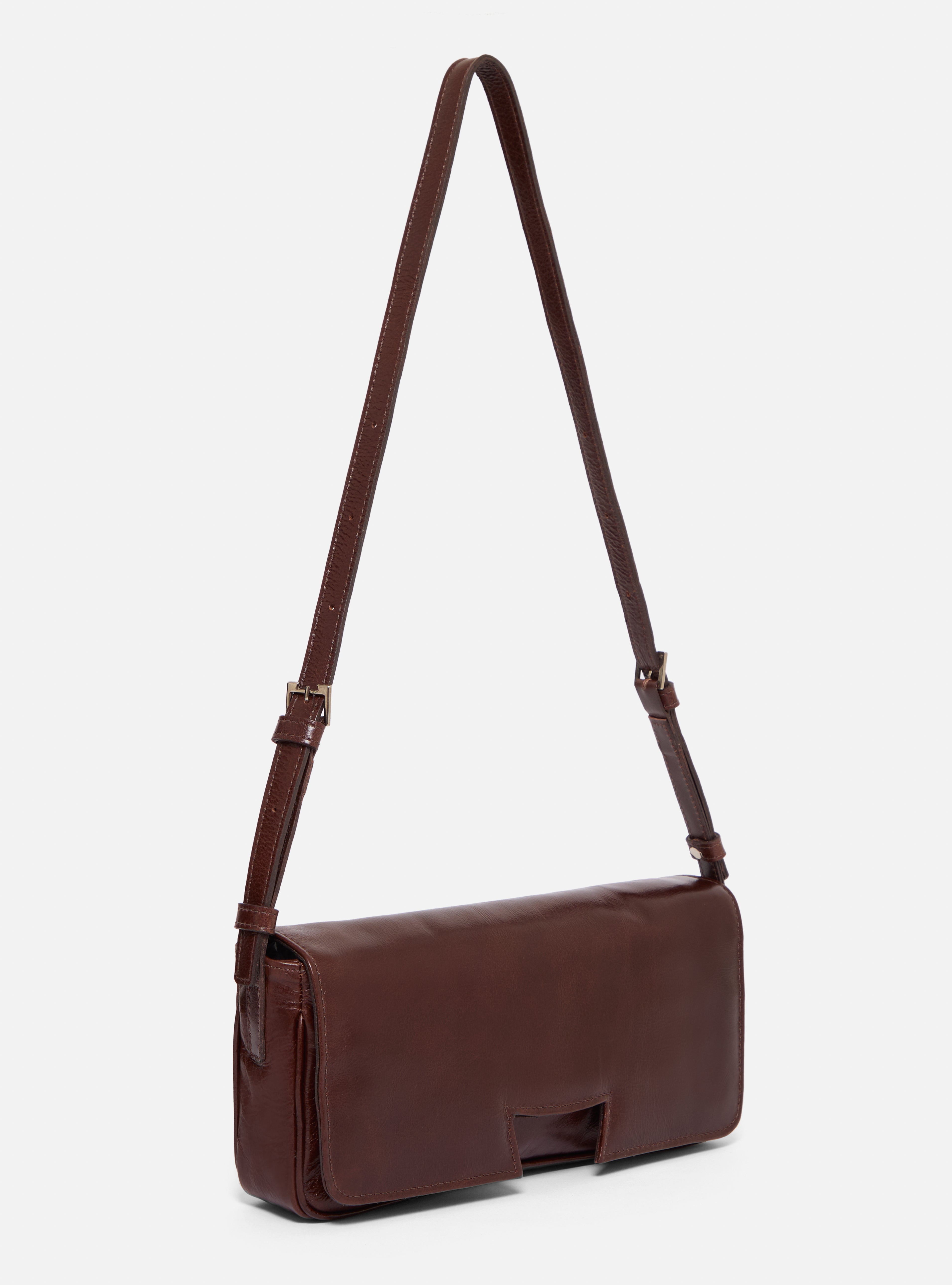 Bolsa half h de couro | marrom