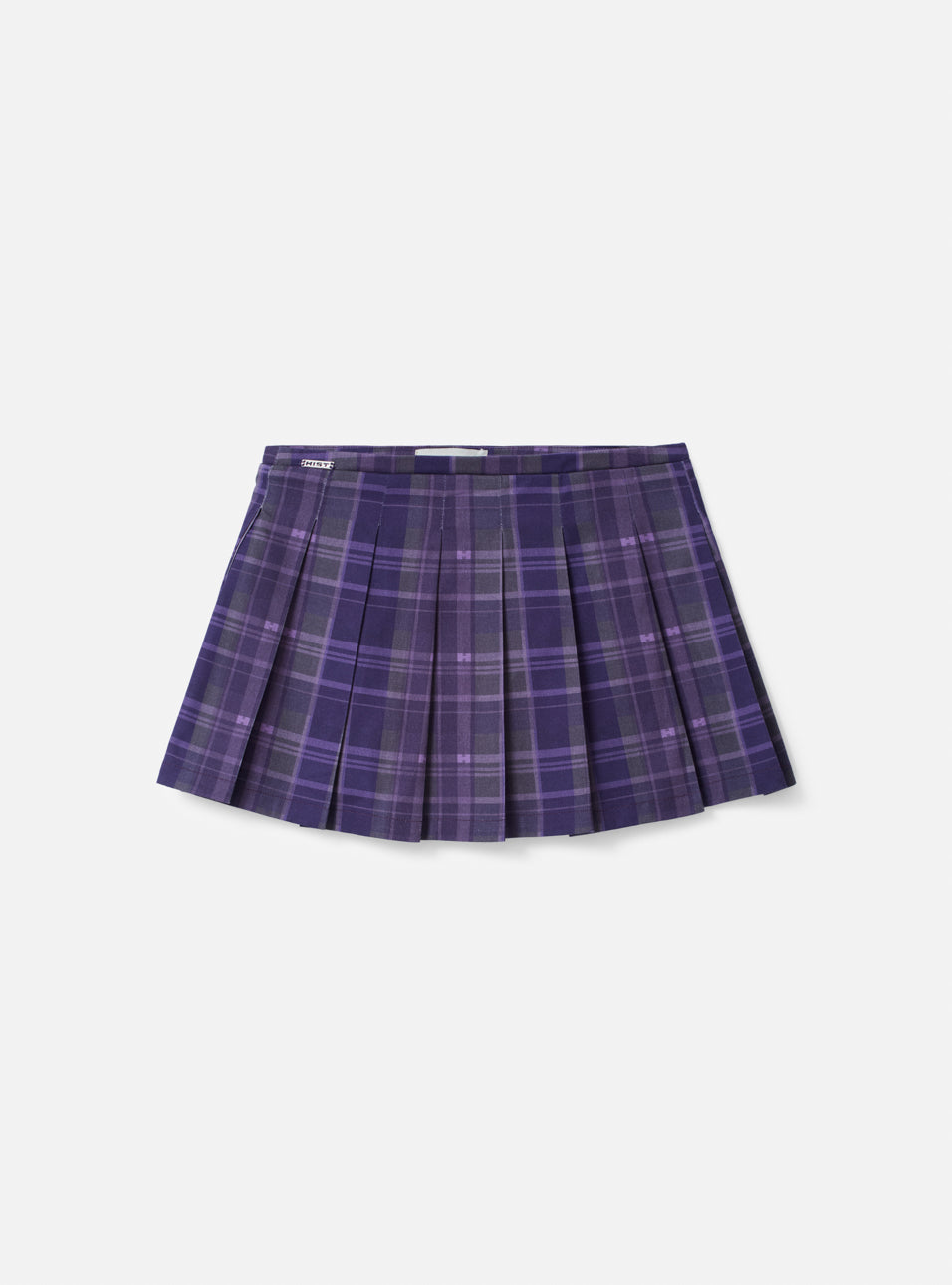 Short saia com pregas estampa xadrez | roxo