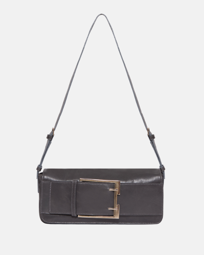 Bolsa fivela H de couro | Chumbo