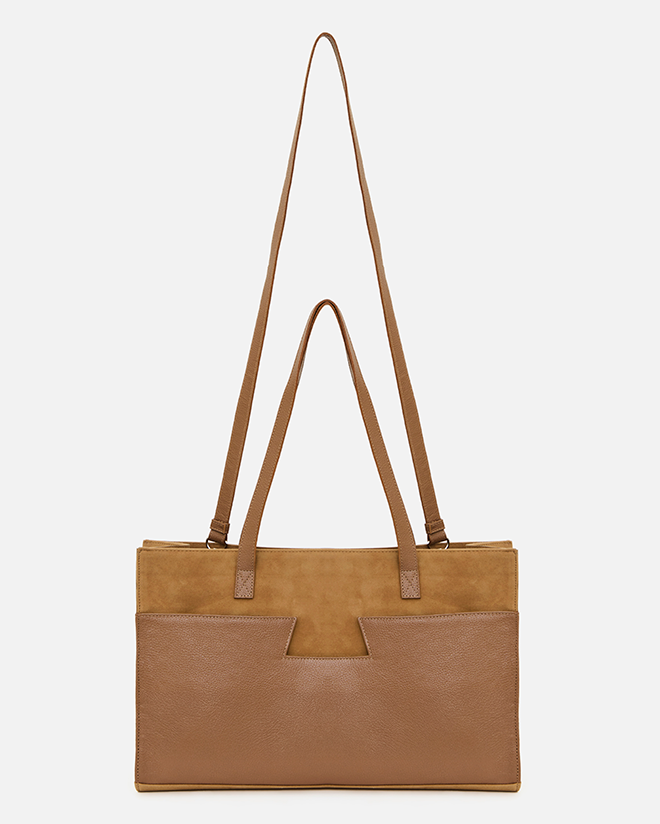 Bolsa tote média pocket h | caqui
