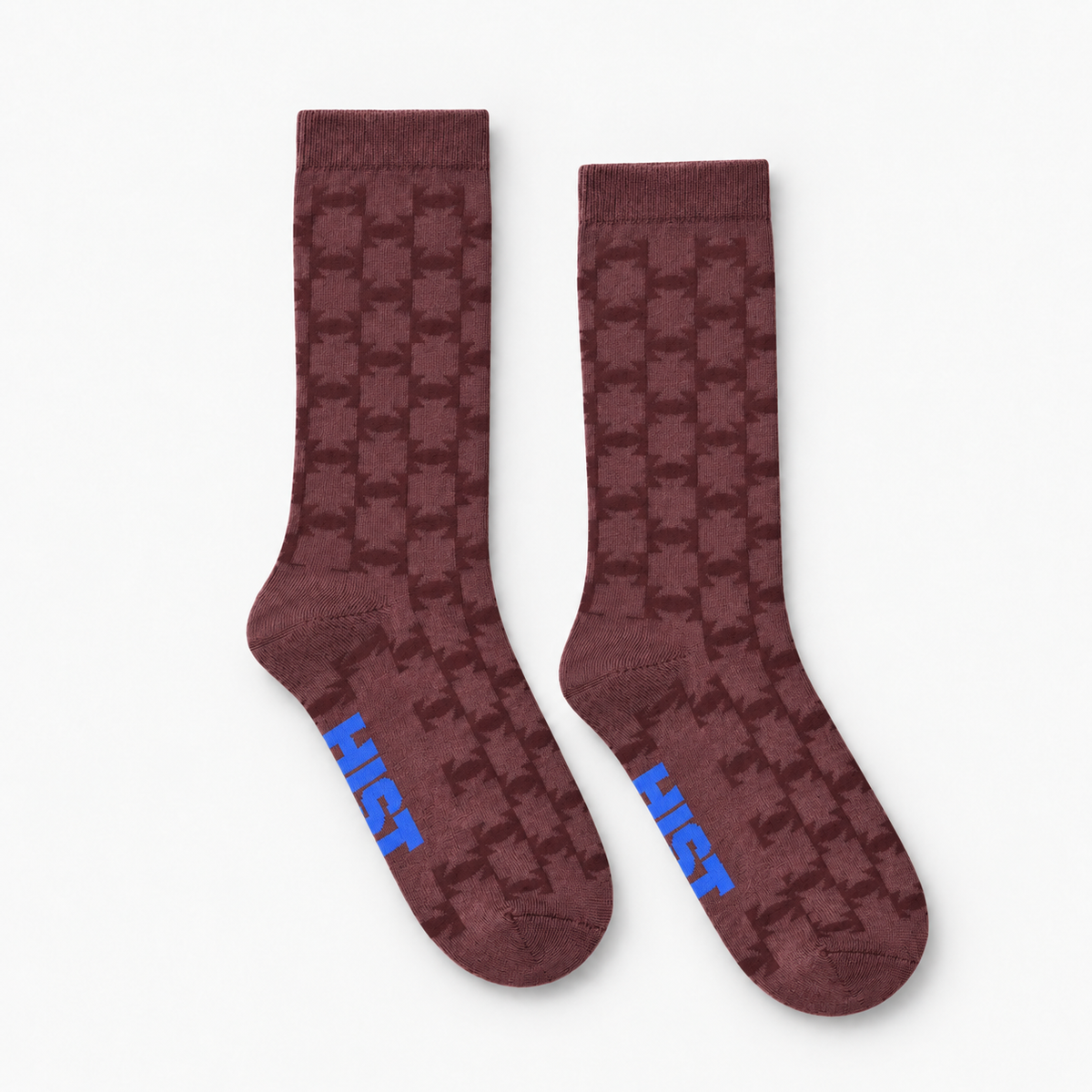 Par de meias marrom monograma H all-over com logo HIST azul na sola
