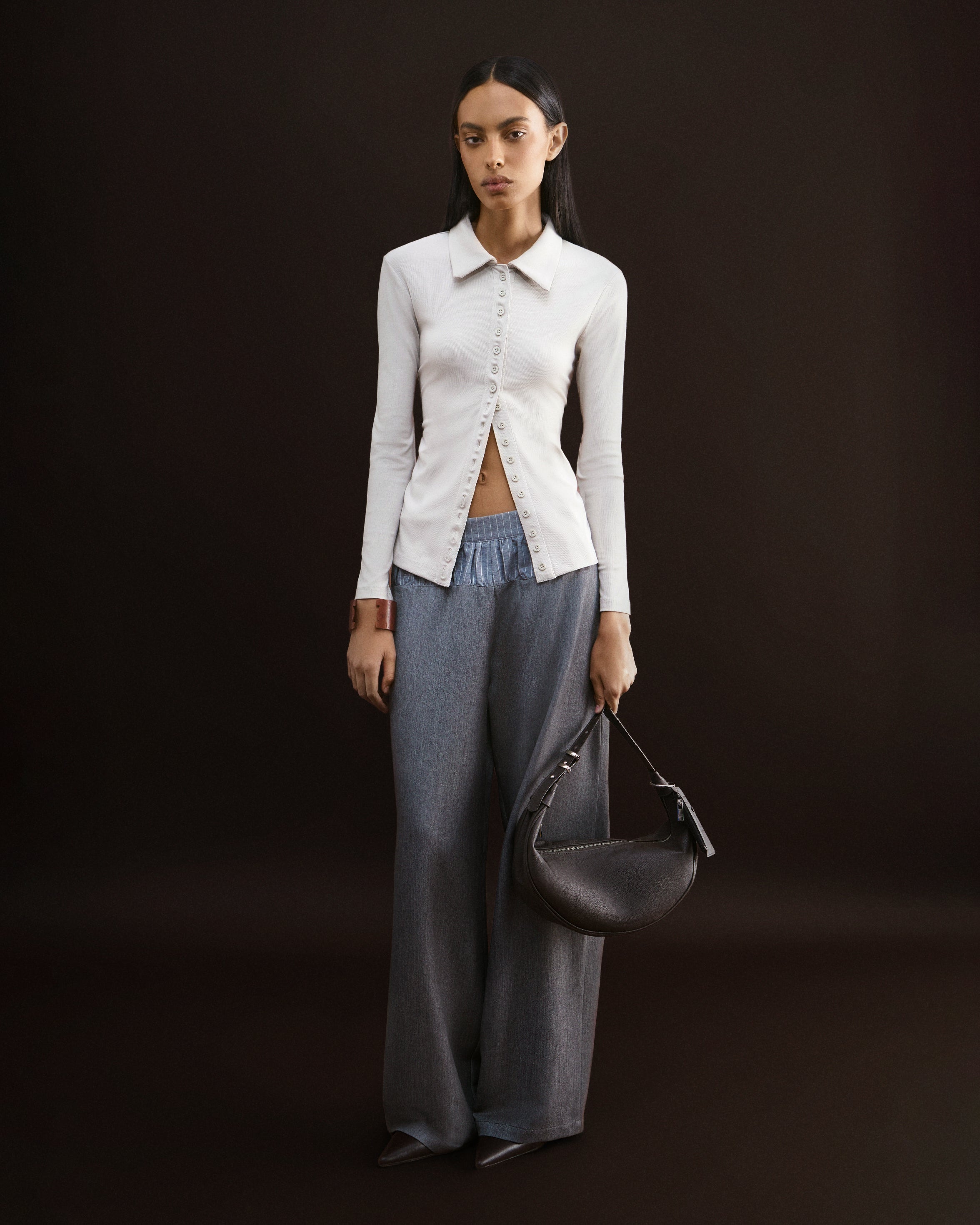 CALÇA WIDE LEG CÓS DUPLO | CINZA