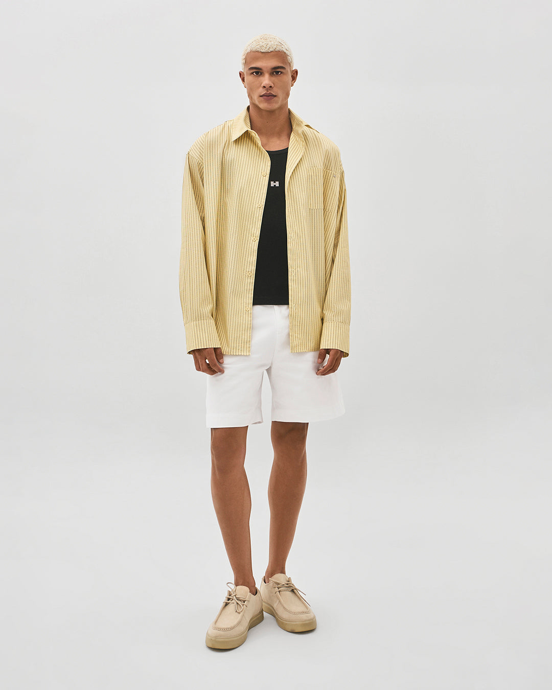 Camisa manga longa estampa listrada amarelo