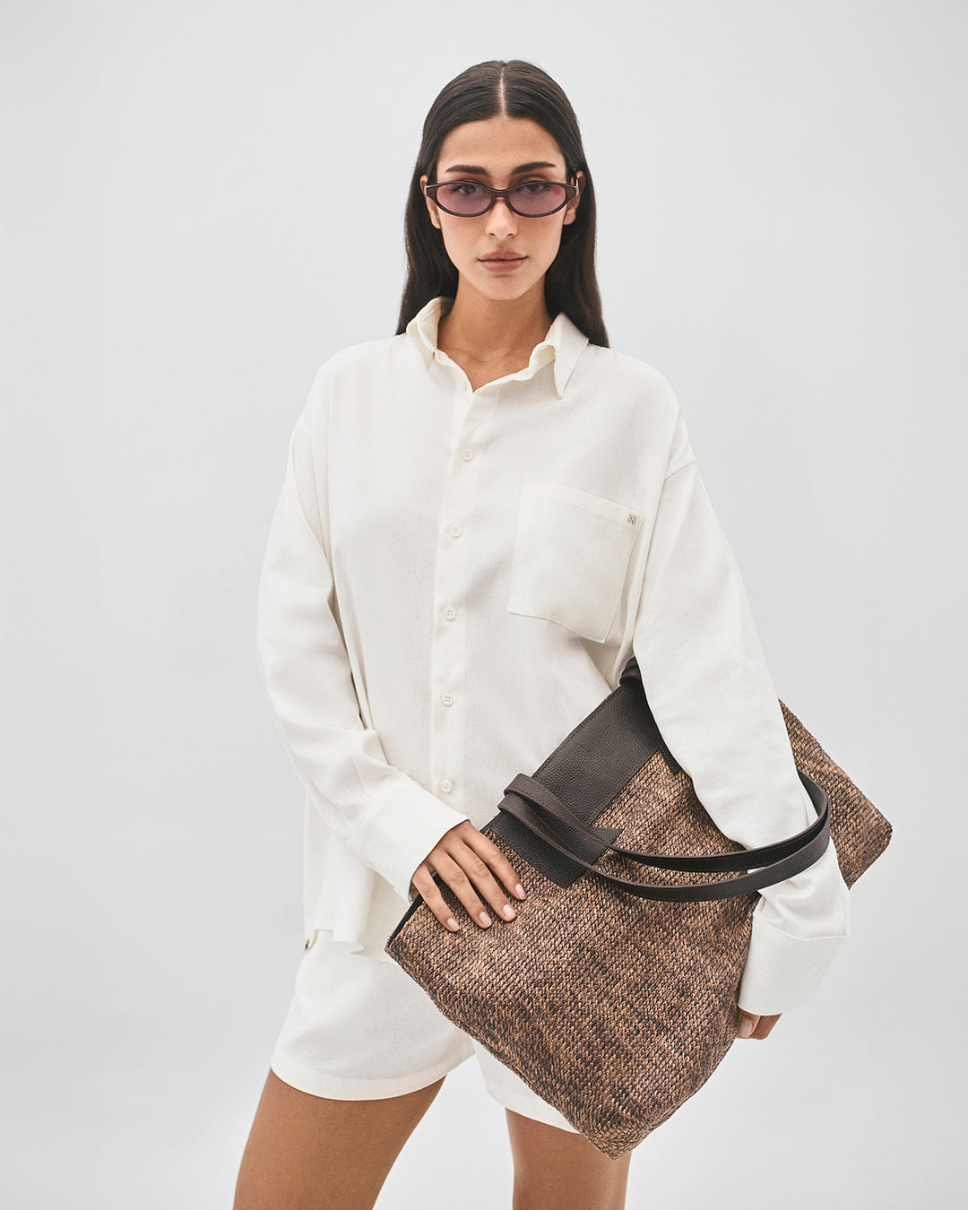 Camisa manga longa de linho com viscose off white