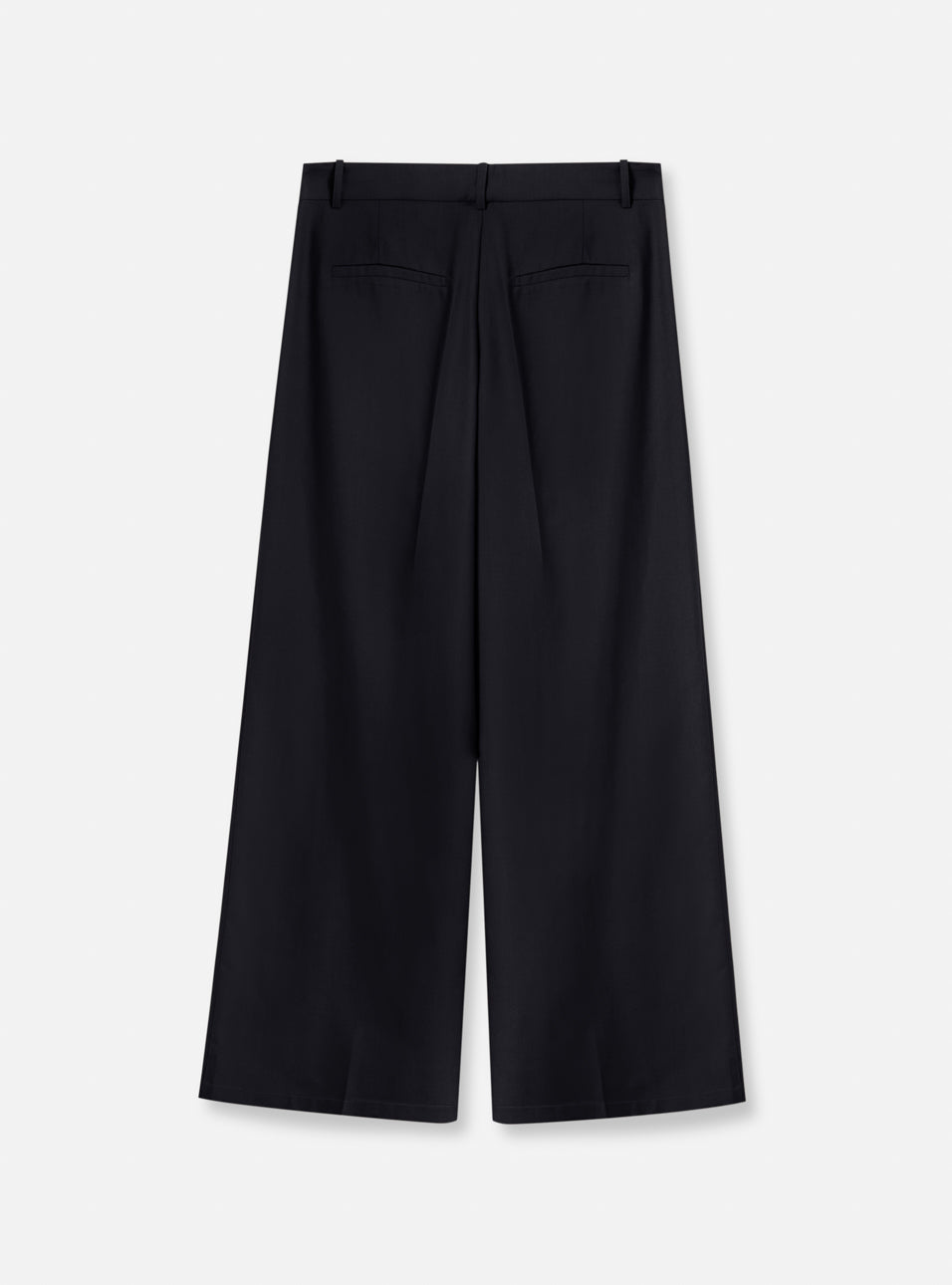 Calça alfaiataria wide leg preta – vista lateral estúdio