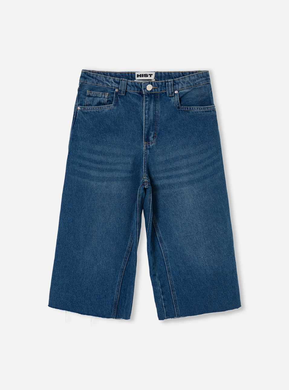 Bermuda jeans reta lavagem azul vintage