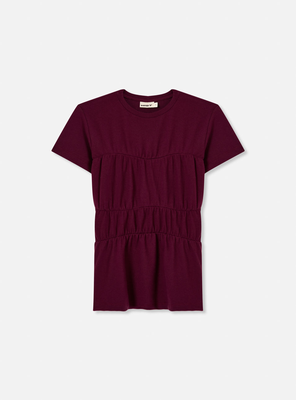 Blusa franzida slim fit bordô