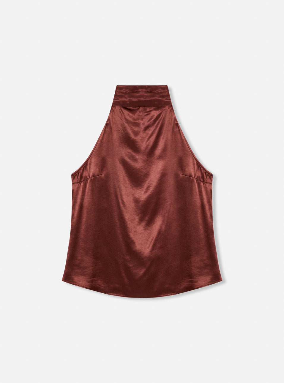 Blusa gola alta acetinada marrom