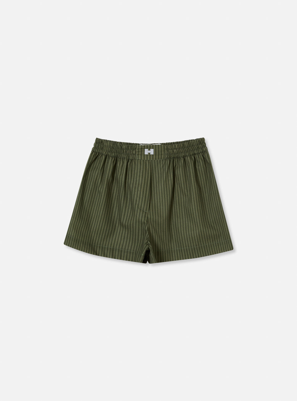 Short cós elástico estampa listrada verde