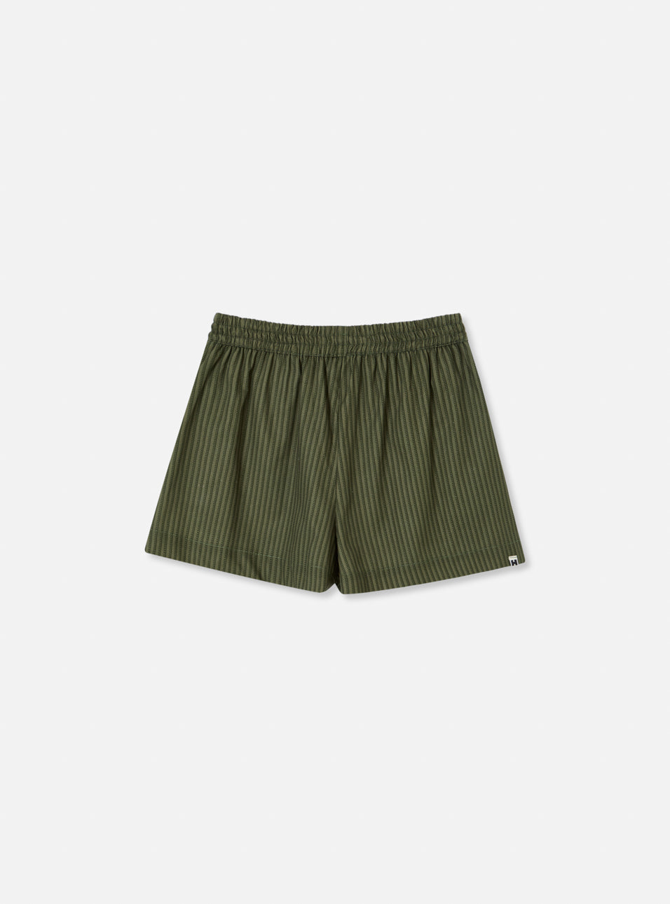 Short cós elástico estampa listrada verde