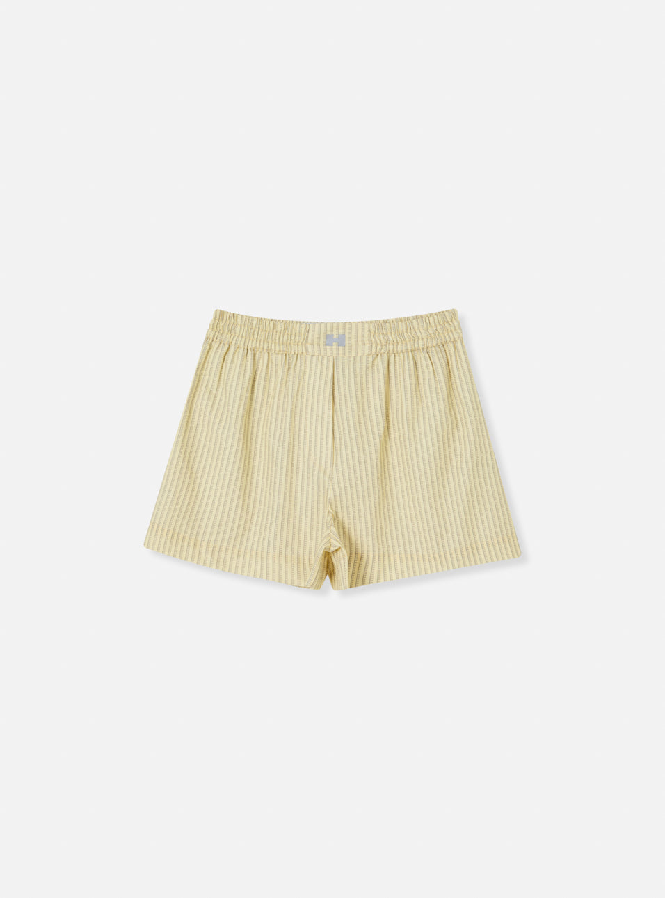 Short cós elástico estampa listrada amarelo