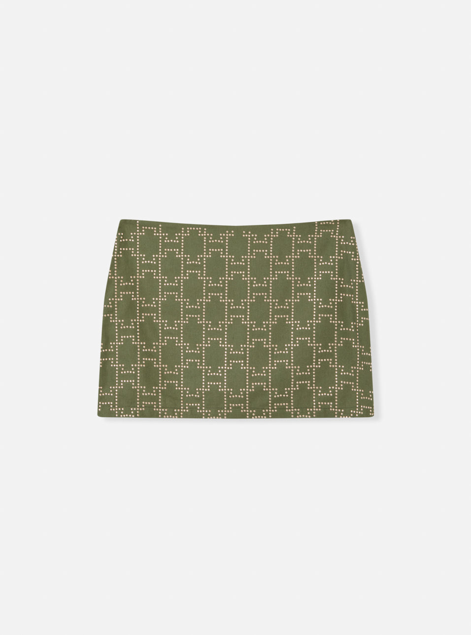 Short saia com pedras monograma H verde