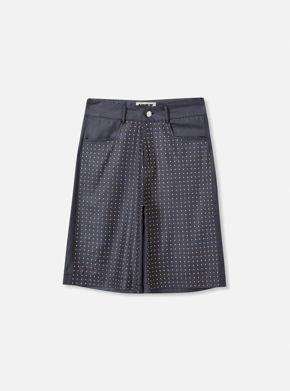 Bermuda wide leg com aplicação em pedras chumbo