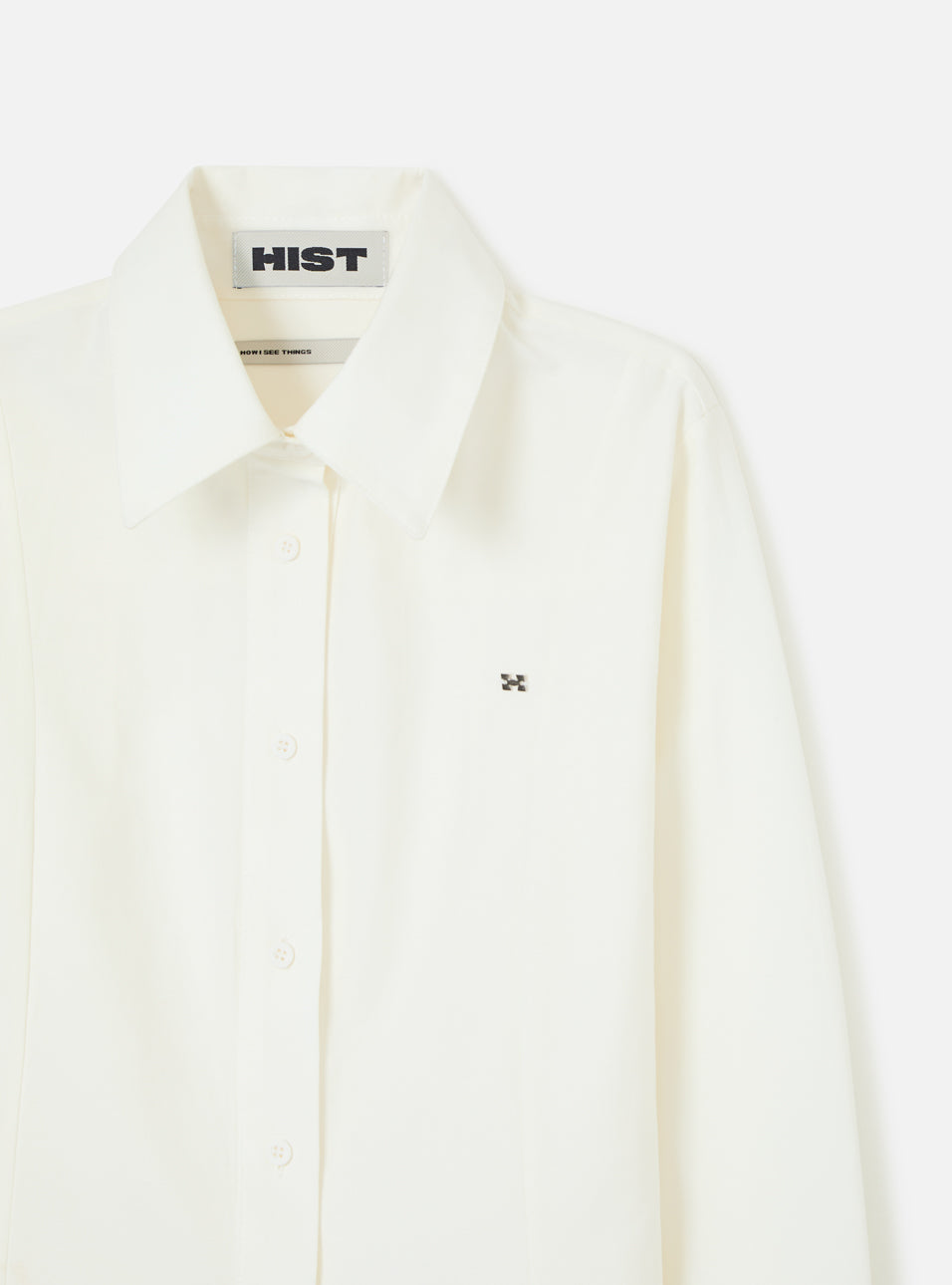 Camisa Manga Longa Slim Fit Branca HIST, detalhe da peça