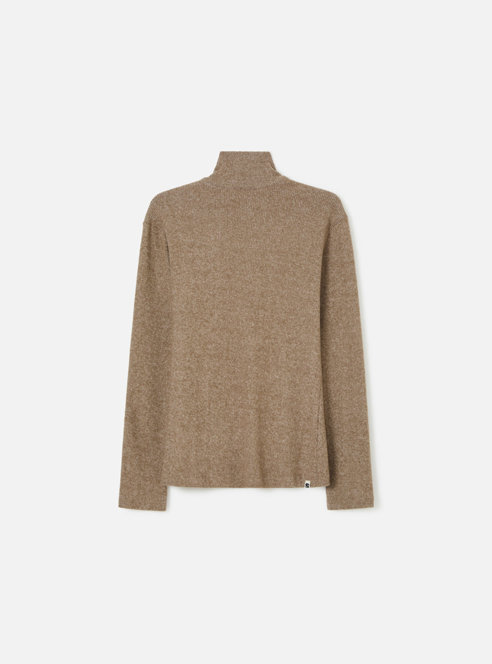 Blusa canelada gola alta bege HIST, vista lateral