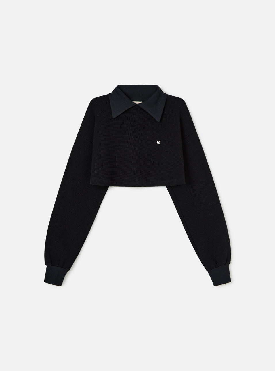 BOLERO EM MALHA WAFFLE MANGA LONGA | PRETO