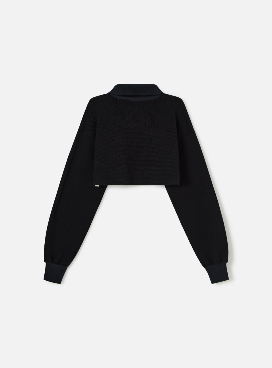 Bolero em malha waffle manga longa preto HIST, vista lateral