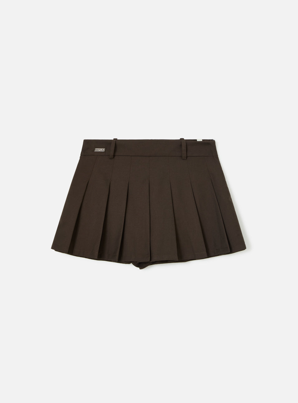 SHORT SAIA DE ALFAIATARIA COM PREGAS | MARROM