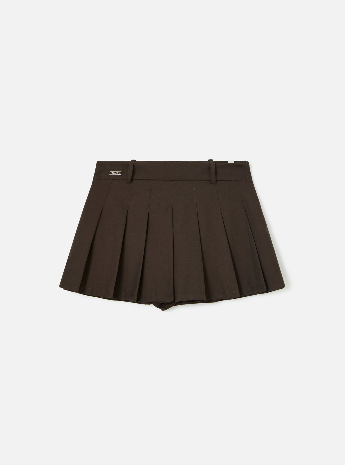 SHORT SAIA DE ALFAIATARIA COM PREGAS | MARROM