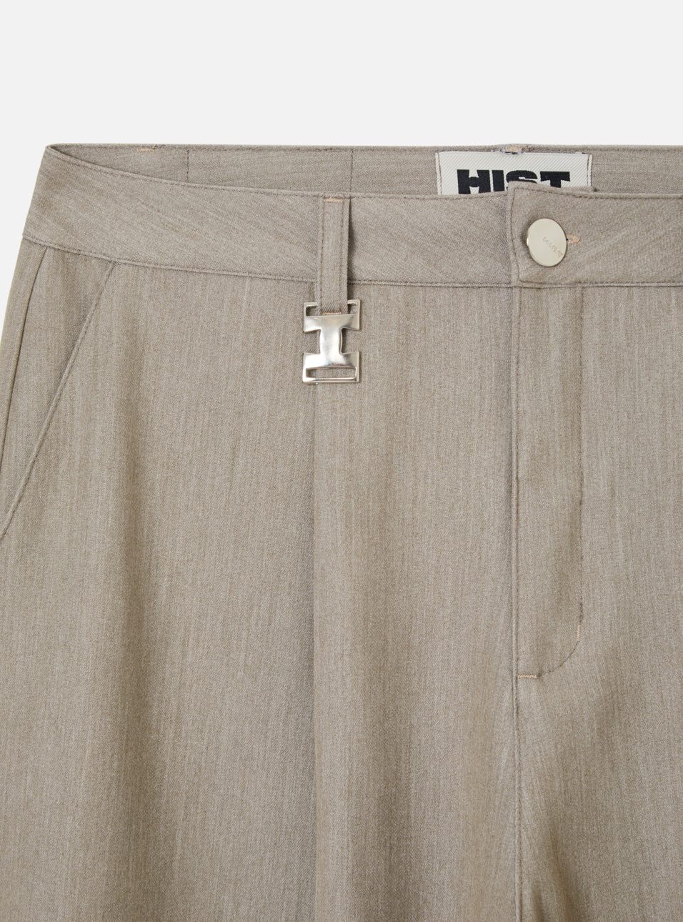Calça de Alfaiataria Oval Cinza Claro HIST, detalhe da peça